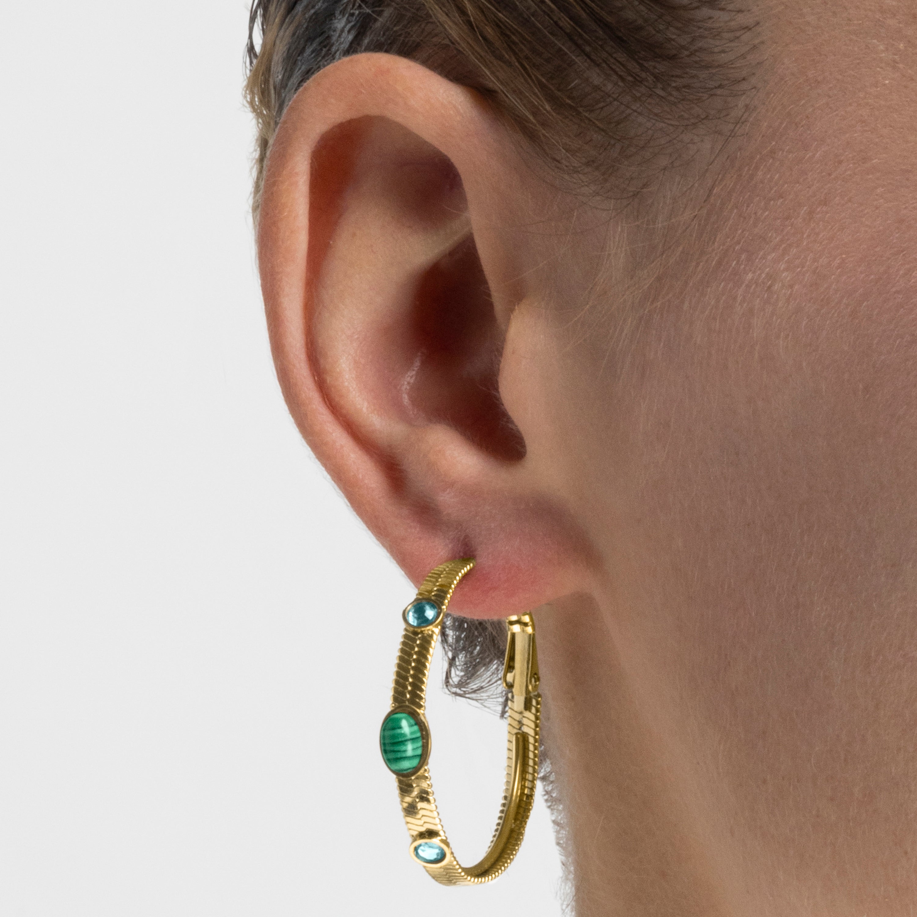 Pendientes con Malaquita acabado oro 18k - Reus