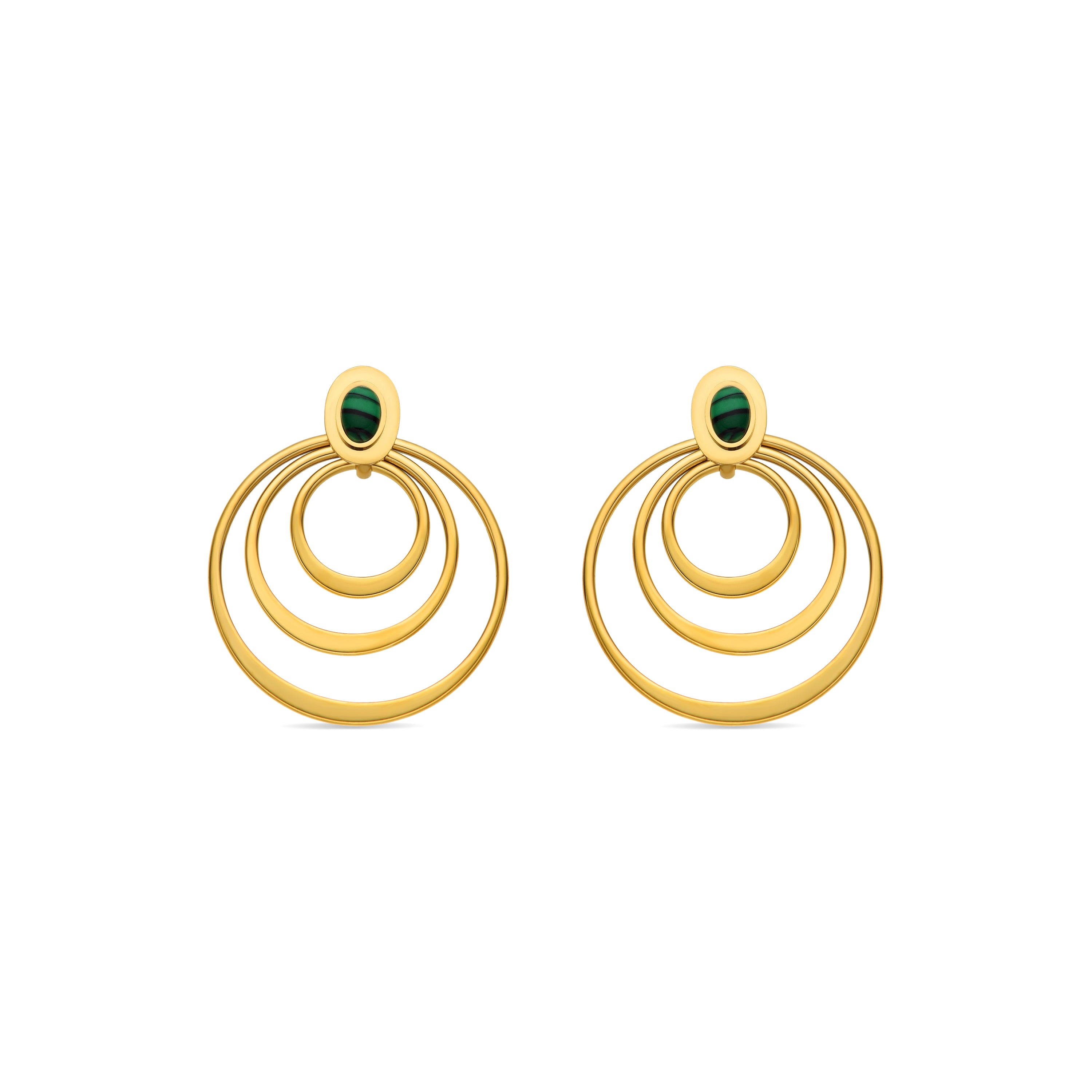 Ohrringe mit Malachit, 18k Gold-Finish - Hask