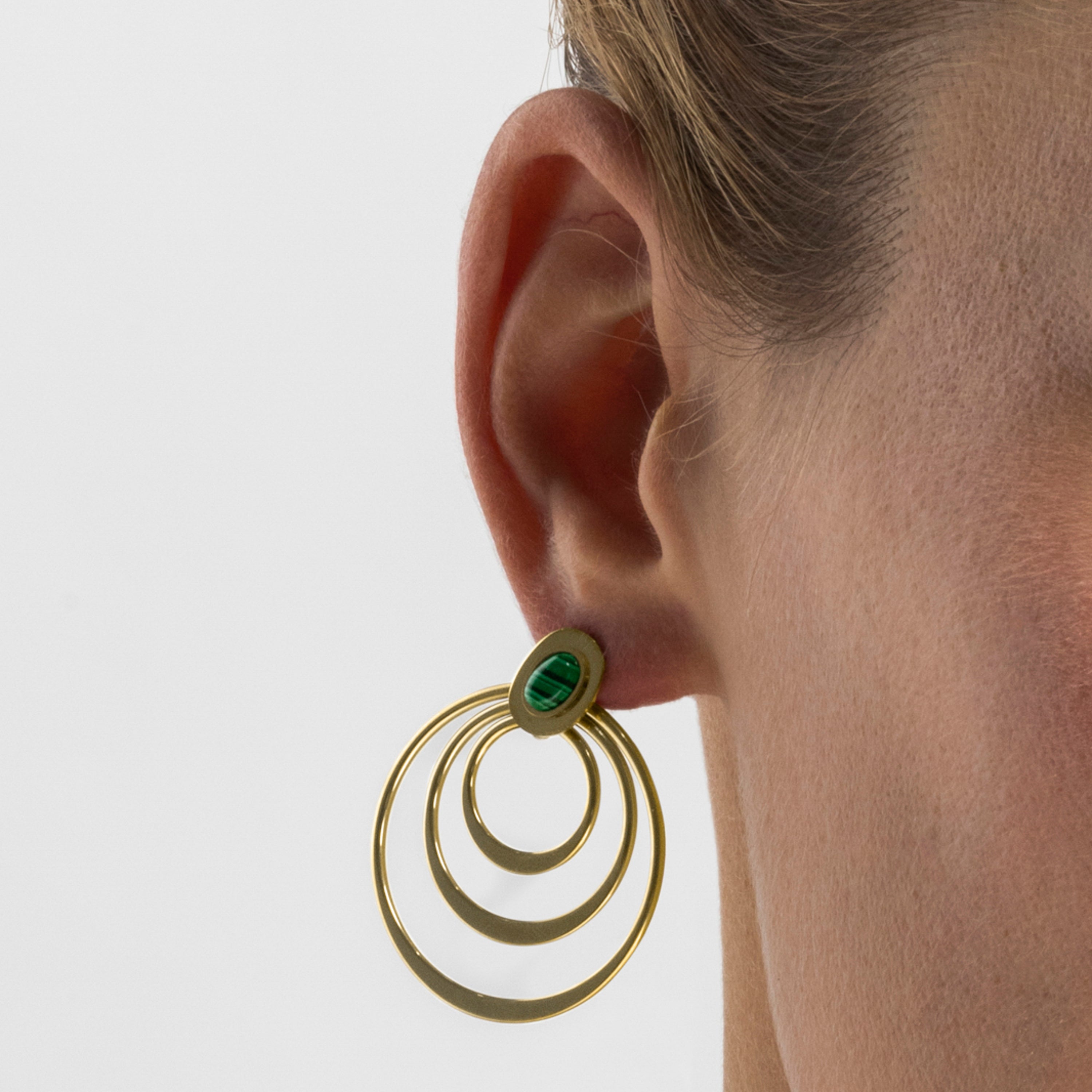 Ohrringe mit Malachit, 18k Gold-Finish - Hask