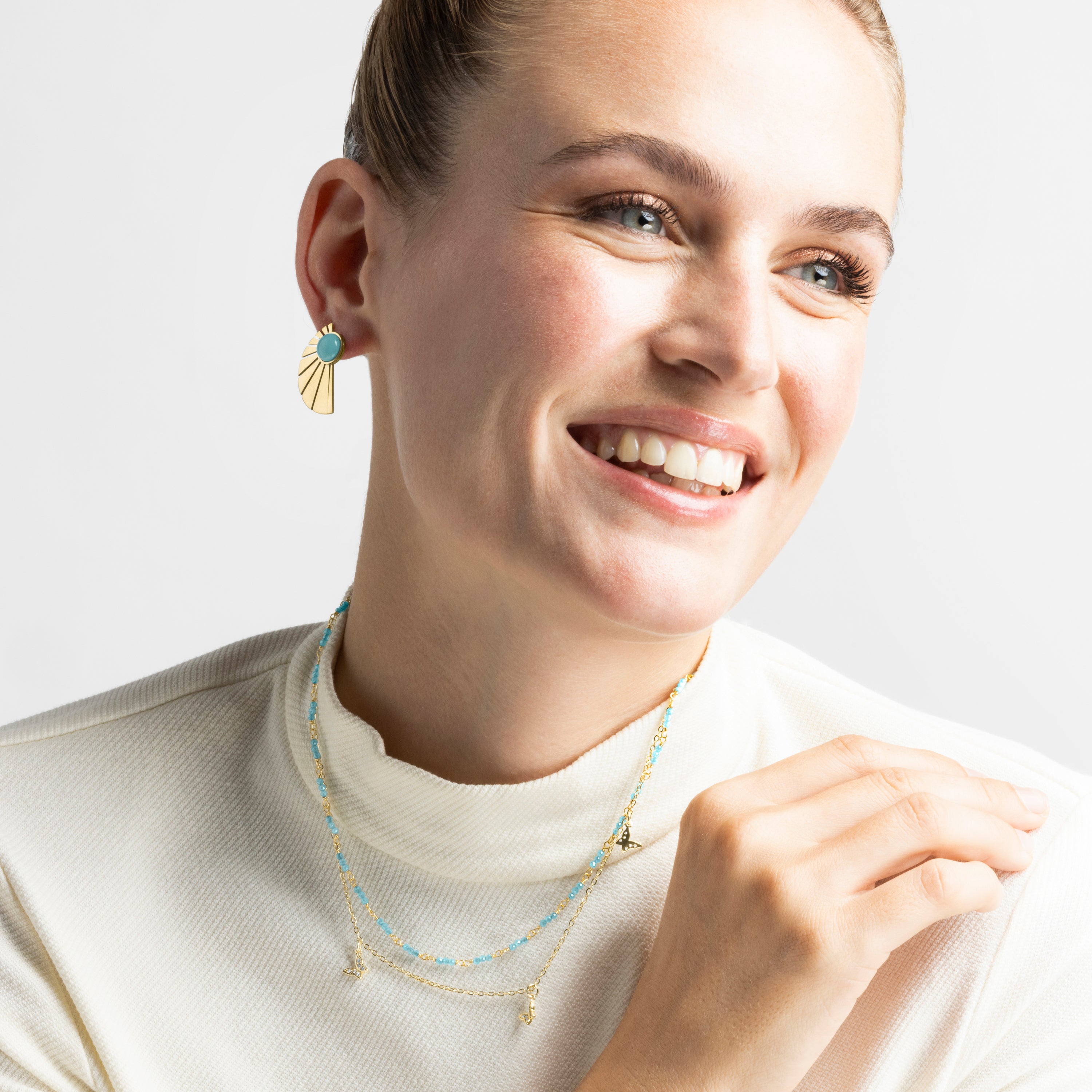 18k gold finished Turquoise earrings - Kasfa