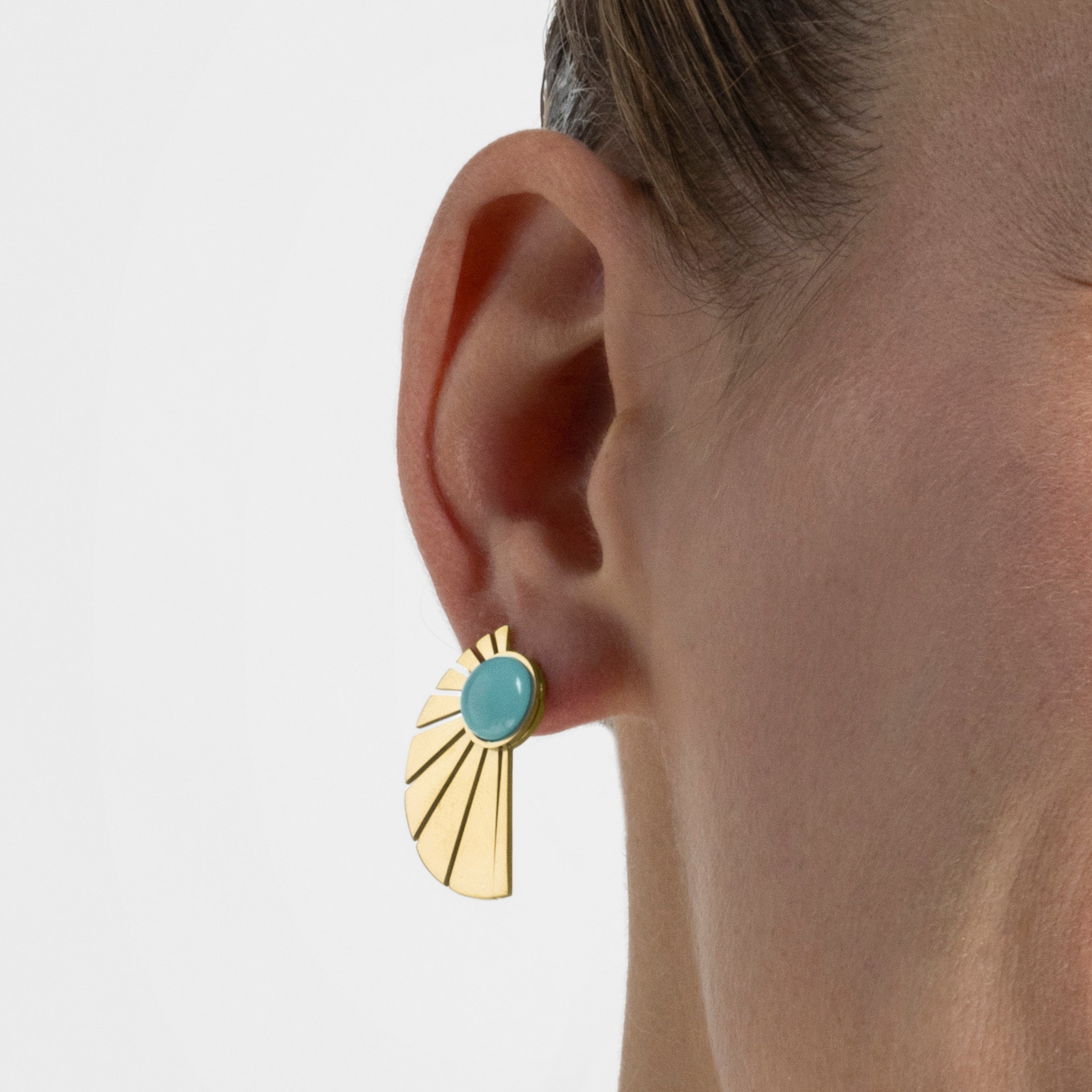 18k gold finished Turquoise earrings - Kasfa