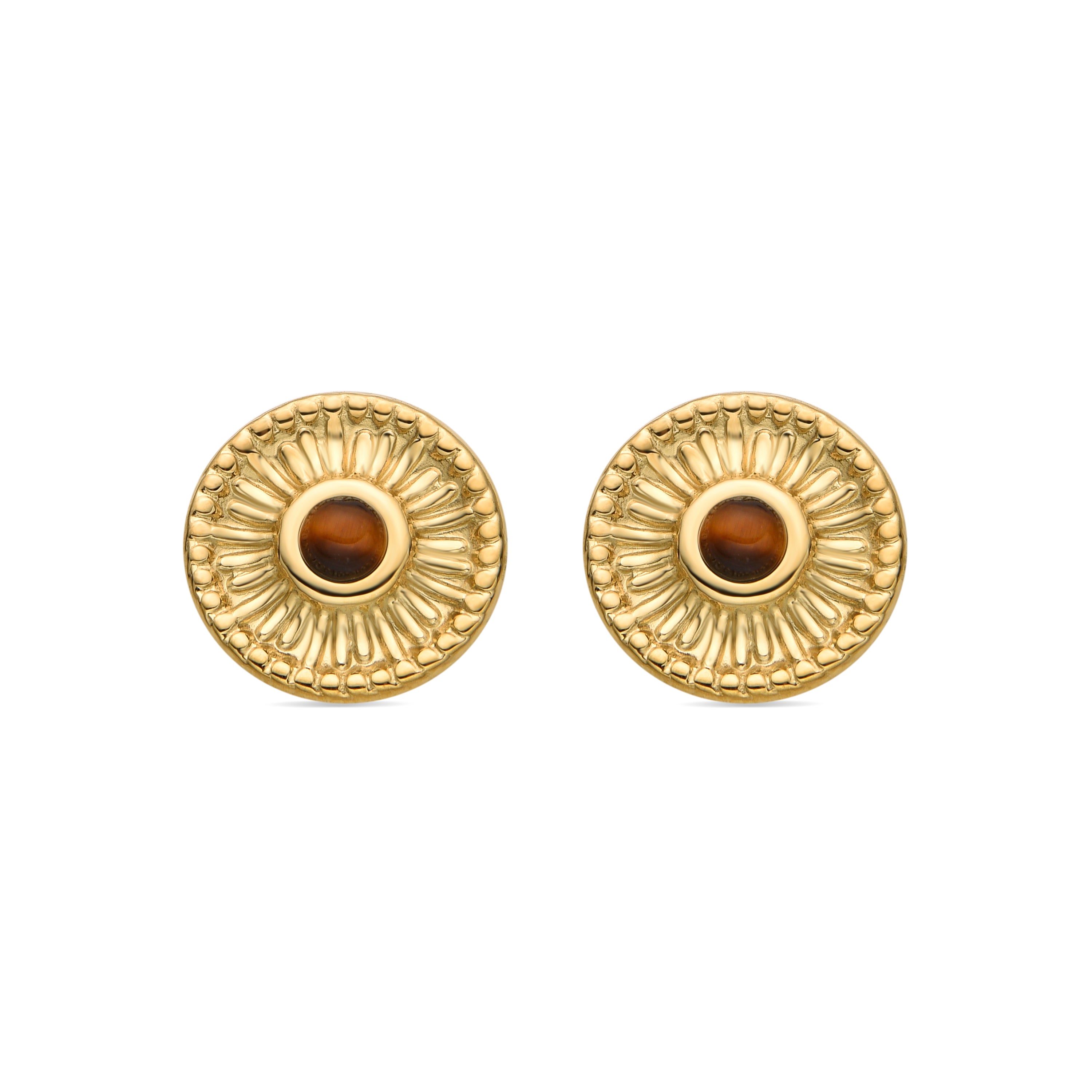 18k gold finished Tiger Eye earrings - Lanyeb