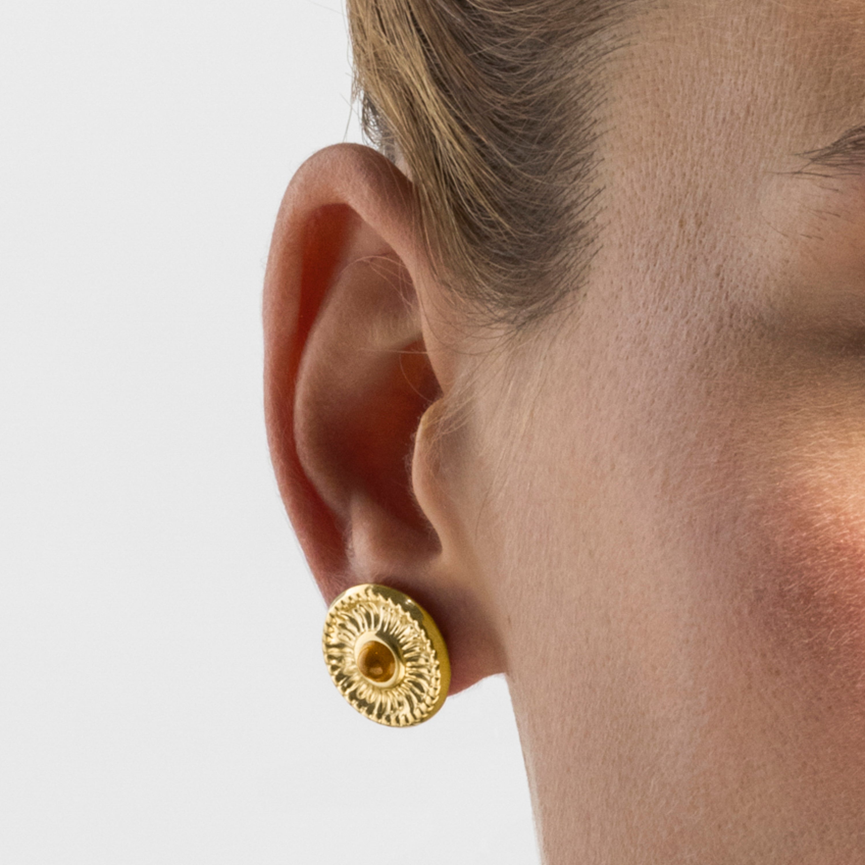 18k gold finished Tiger Eye earrings - Lanyeb