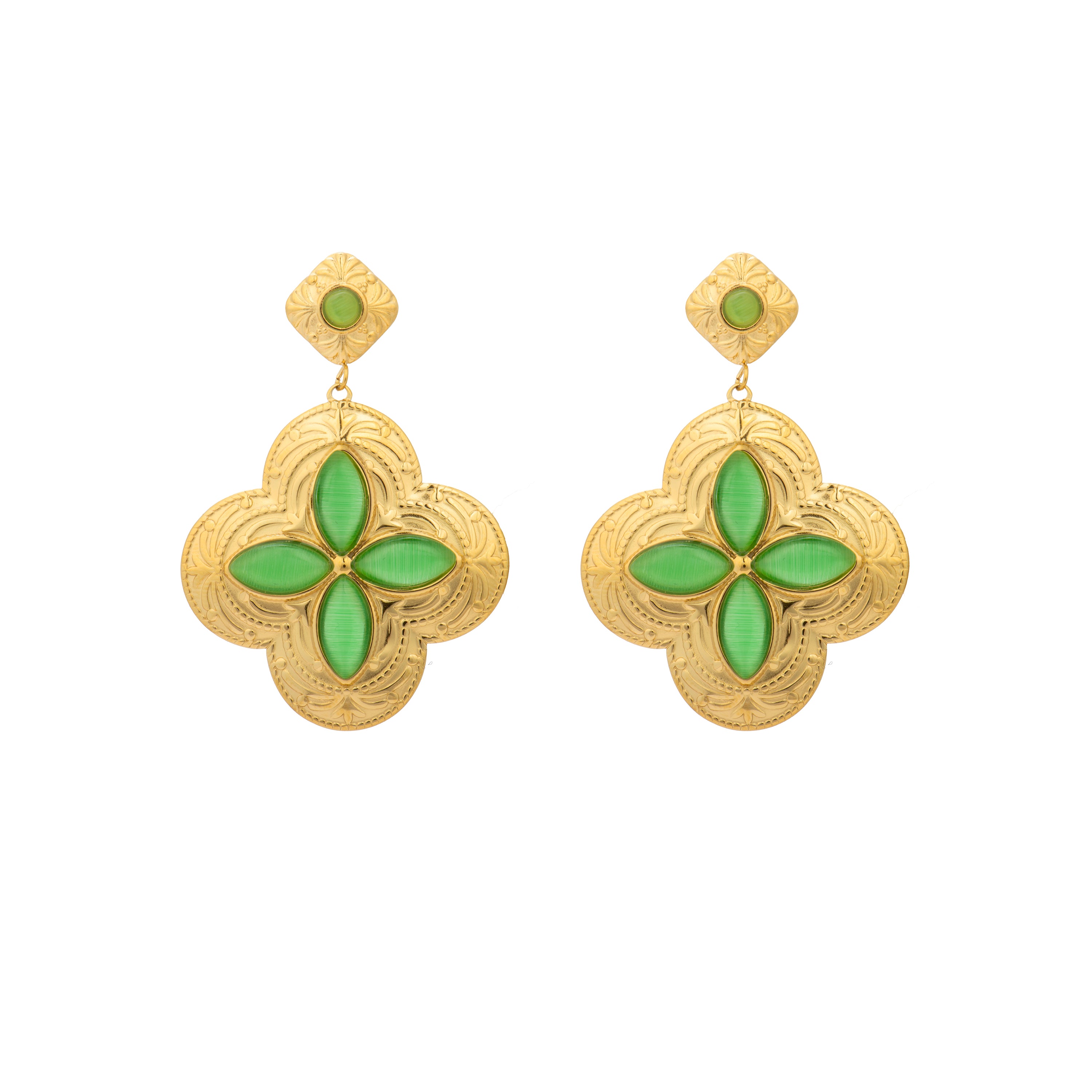 Orecchini finitura oro giallo 18k e Laccato Blu Scuro - Shasal