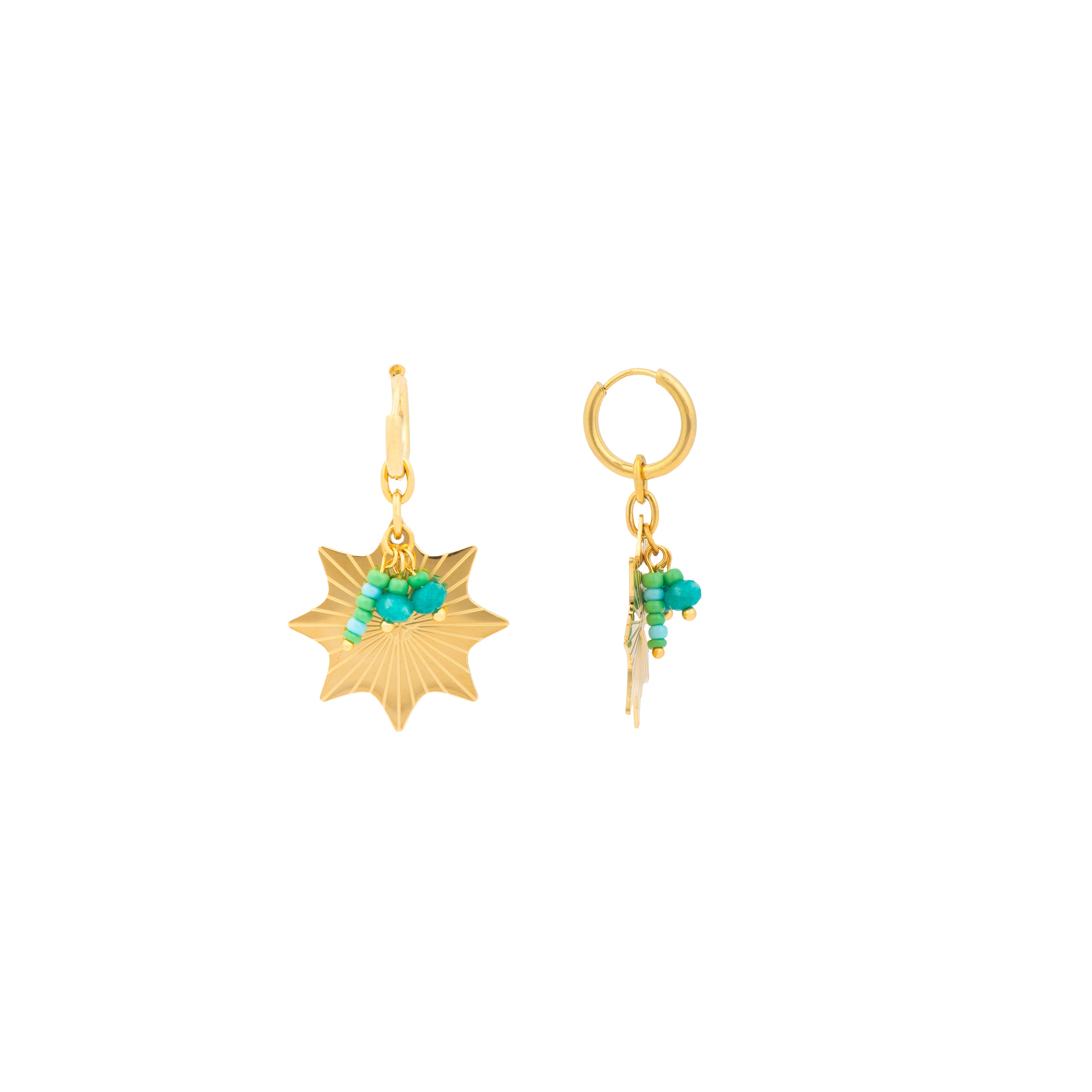 Boucles d'oreilles finition or jaune 18 carats et turquoise - Silmu