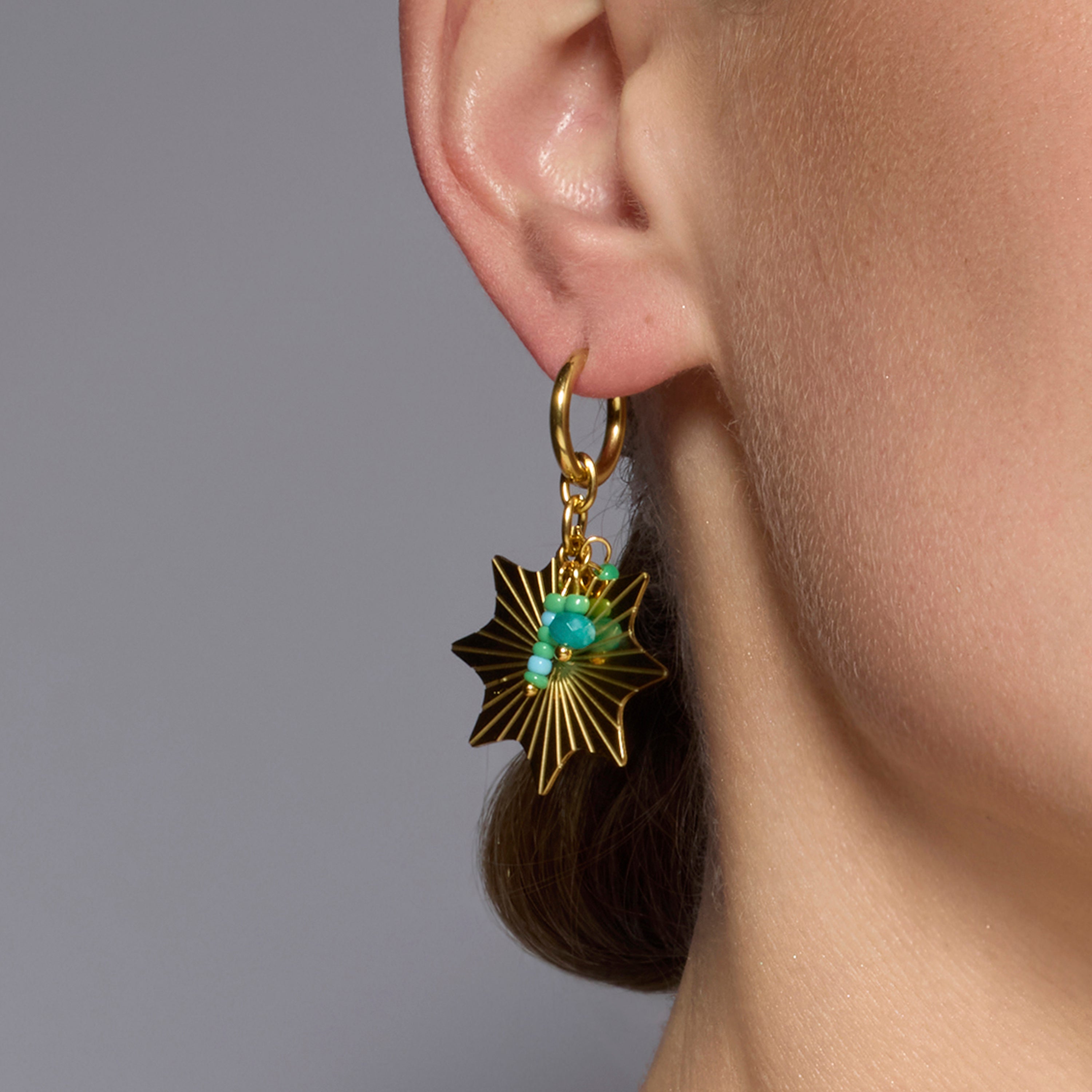 Boucles d'oreilles finition or jaune 18 carats et turquoise - Silmu