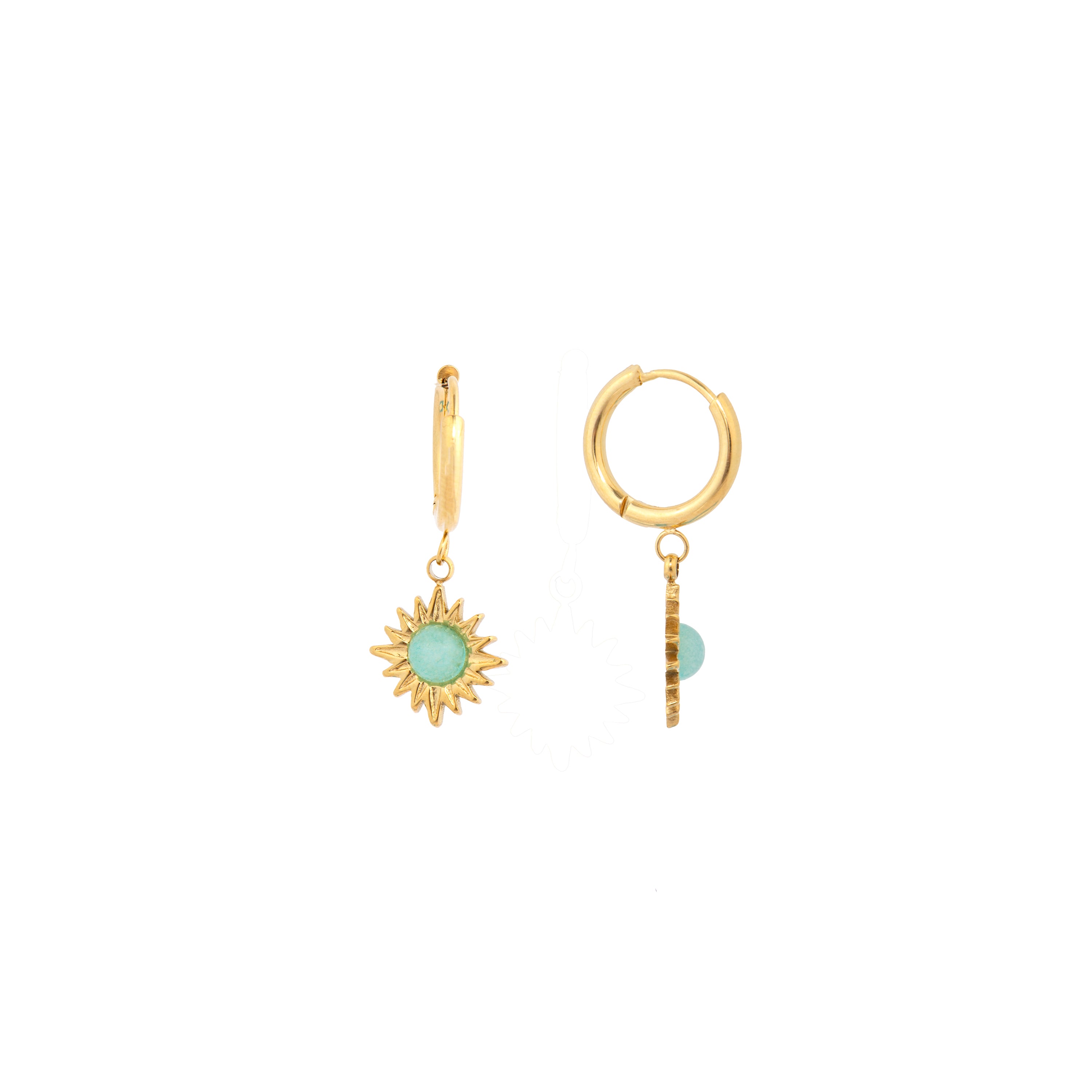 18k Yellow Gold Finish Earrings with Turquoise - Daoni