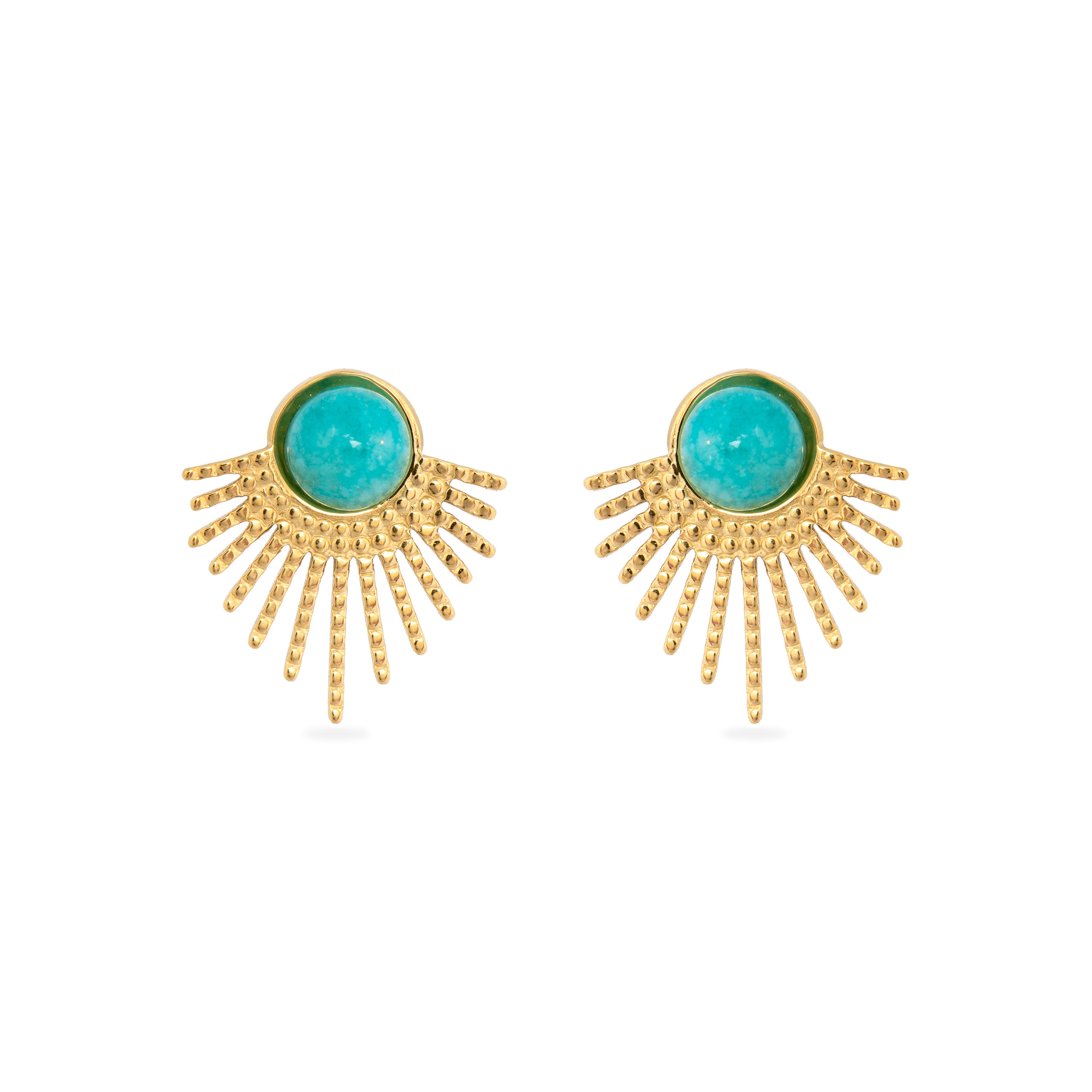 Pendientes acabado oro amarillo de 18k y Jade Verde - Boya