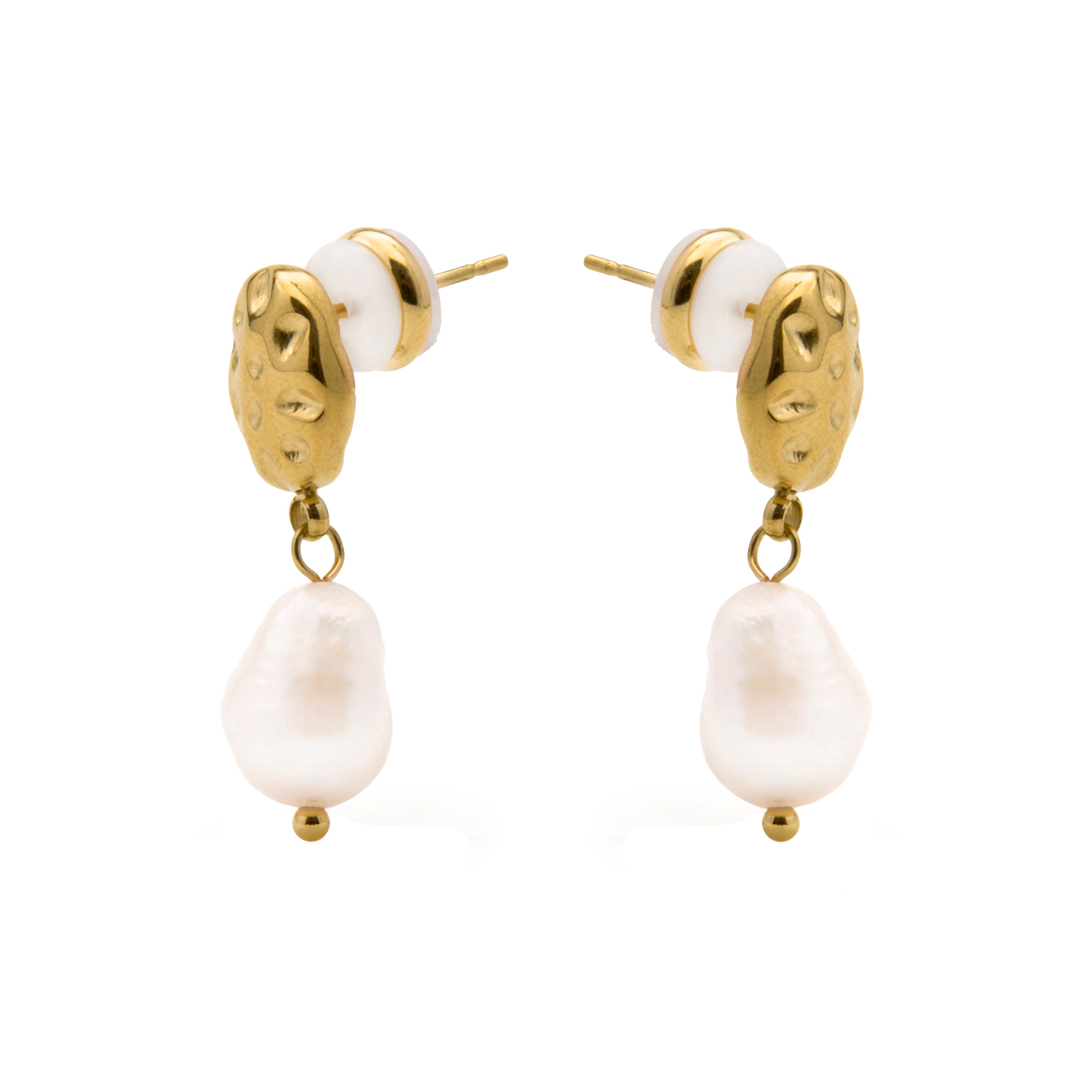 Orecchini con perla bianca finitura in oro giallo 18k - Kixo