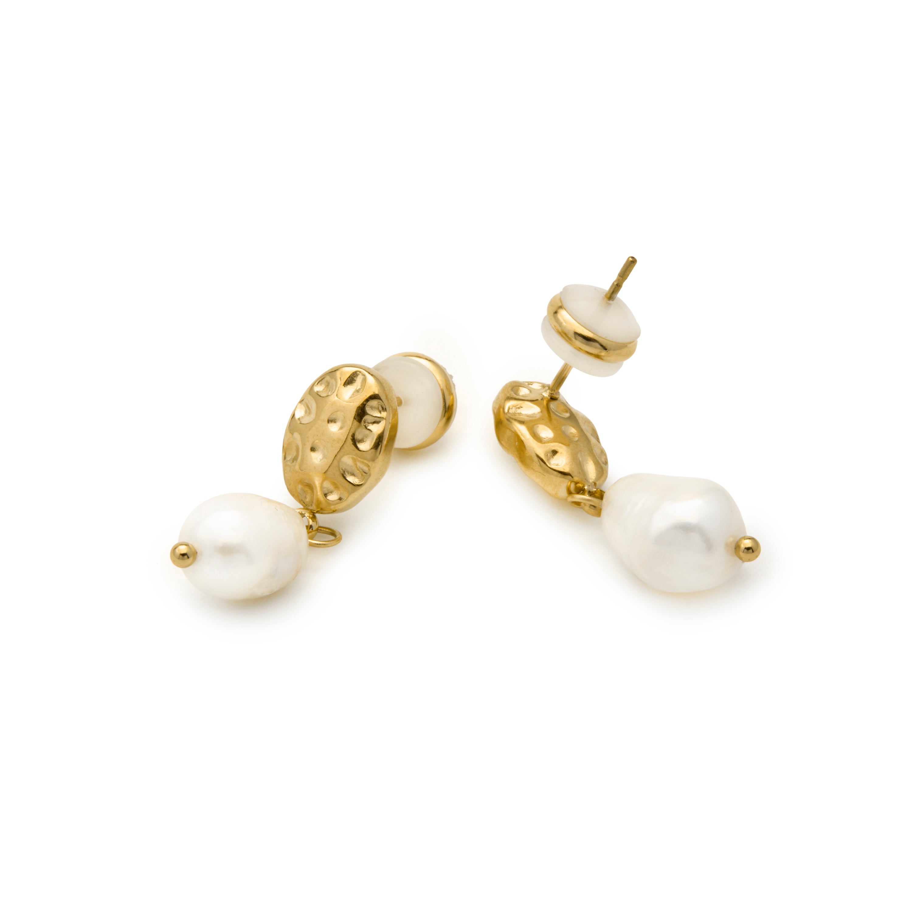 Orecchini con perla bianca finitura in oro giallo 18k - Kixo