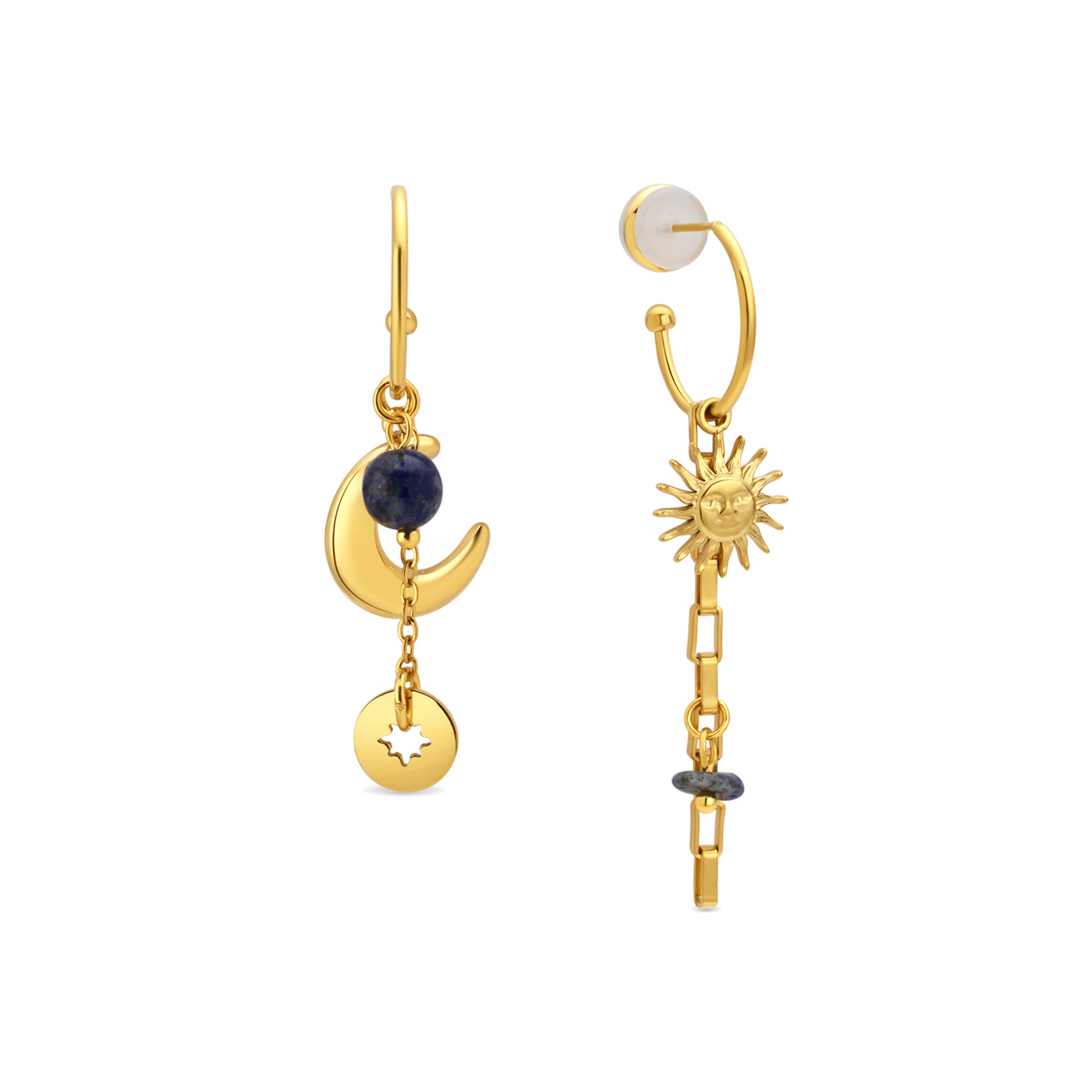 Blue Crystal Earrings finished in 18k yellow gold - Gud
