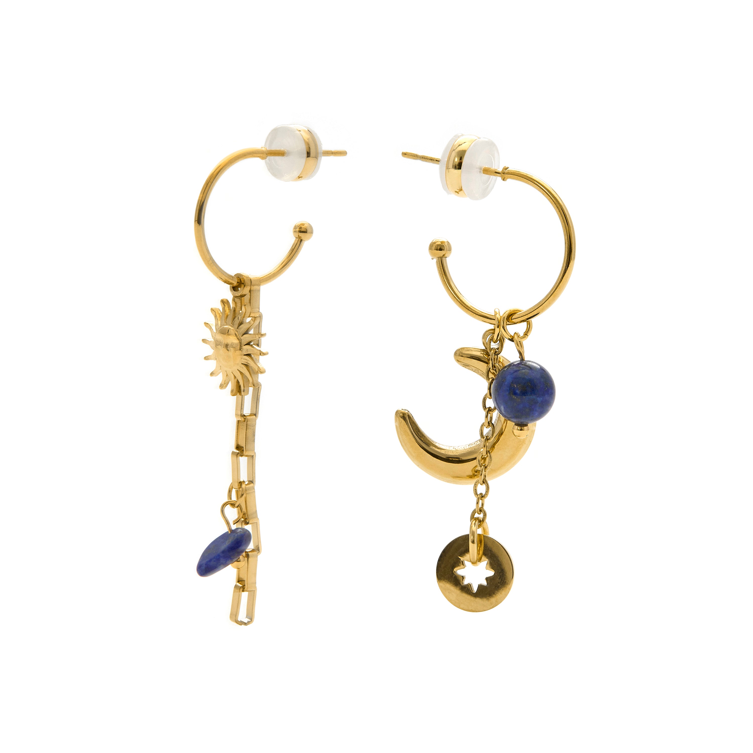 Blue Crystal Earrings finished in 18k yellow gold - Gud