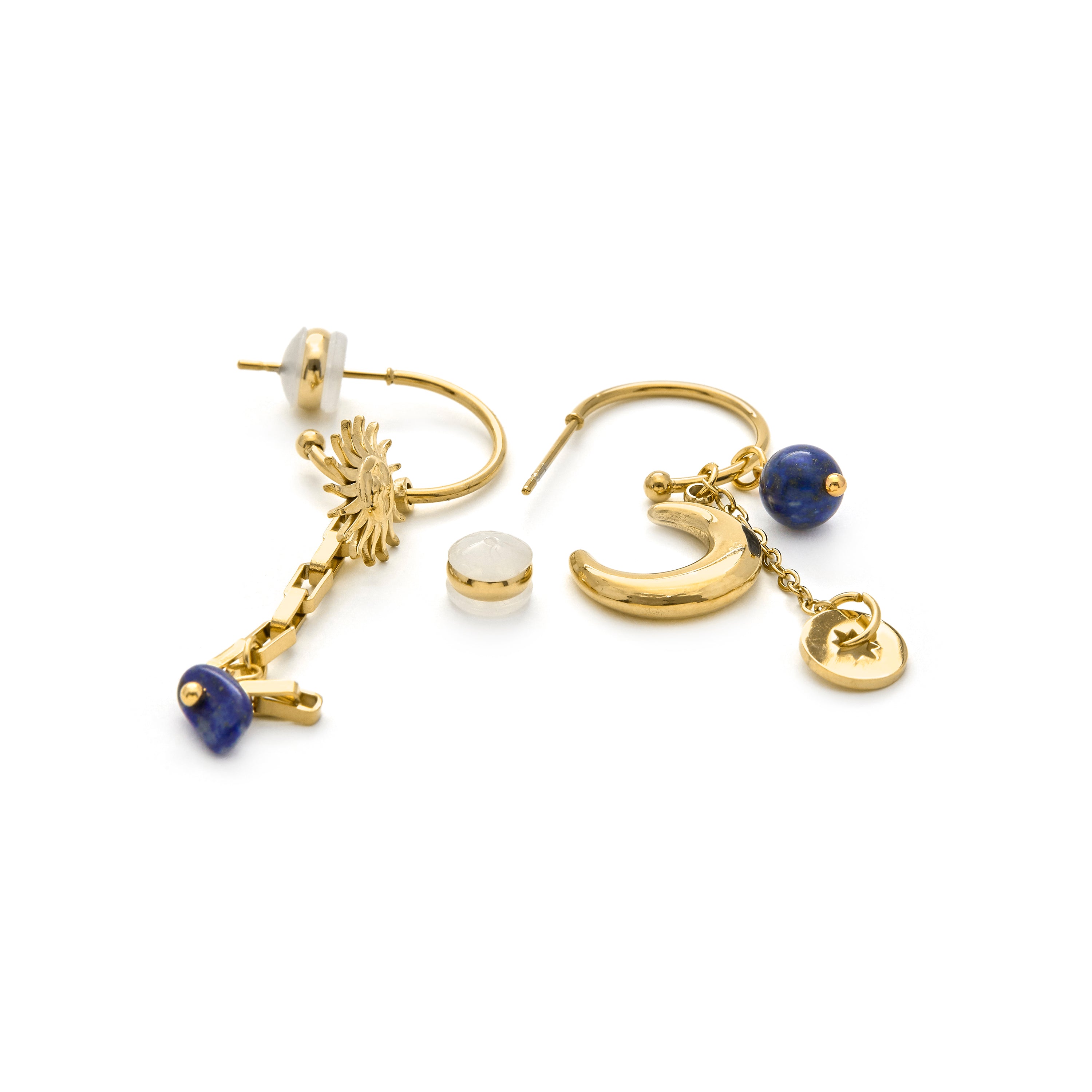 Blue Crystal Earrings finished in 18k yellow gold - Gud