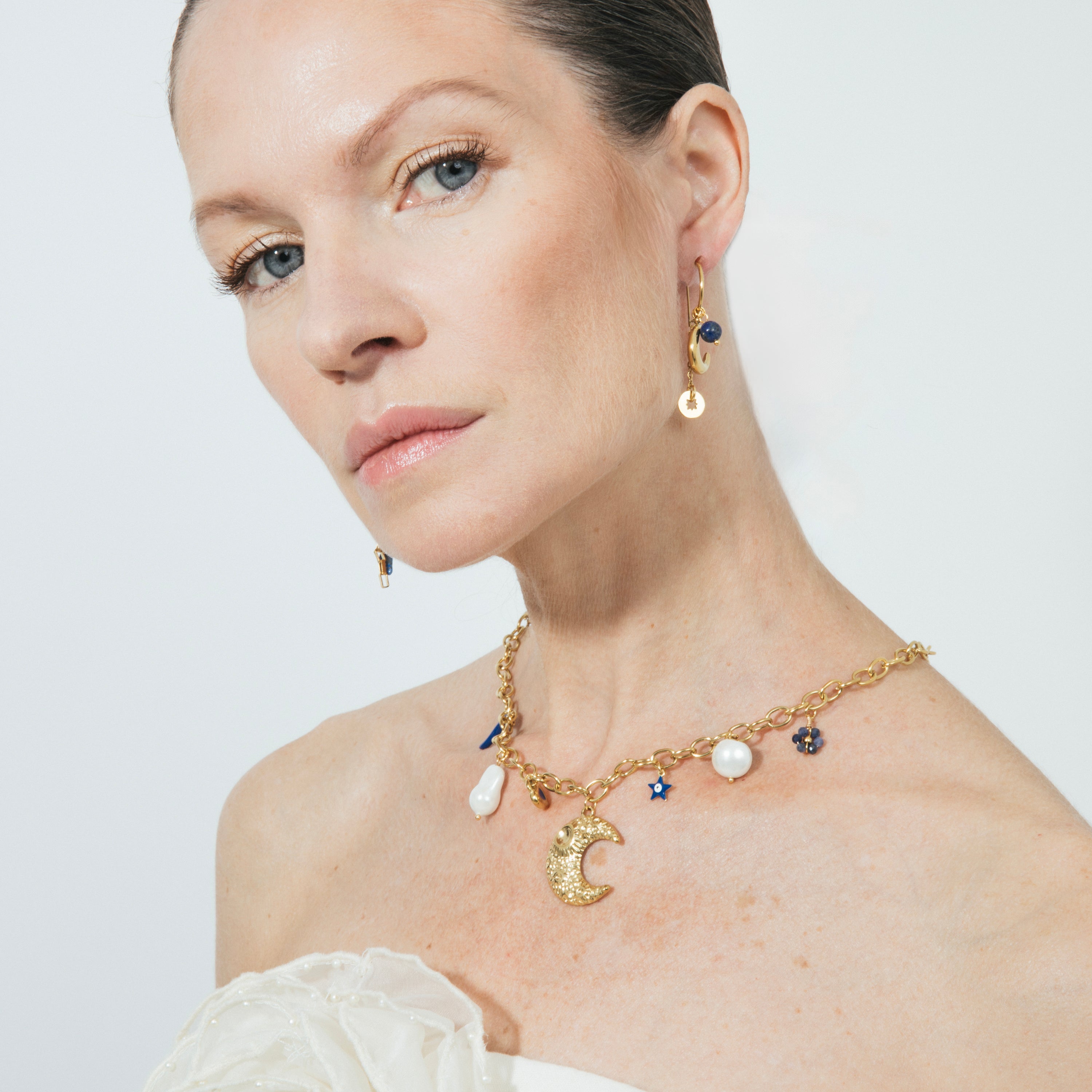 Pendientes de Cristal Azul acabado en oro amarillo 18k - Gud