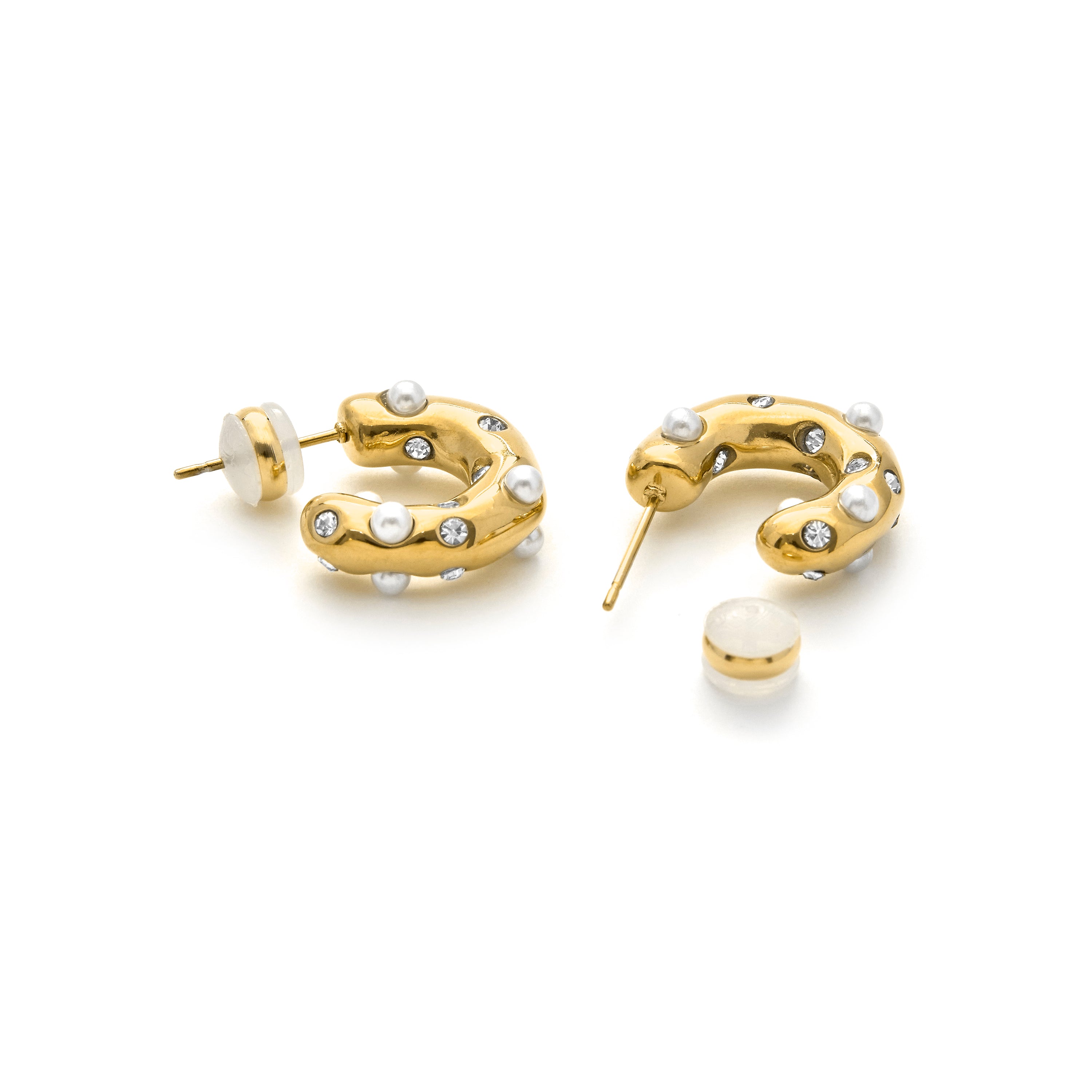 Brincos de Pérola Branca com acabamento em ouro amarelo 18k - Sisenia