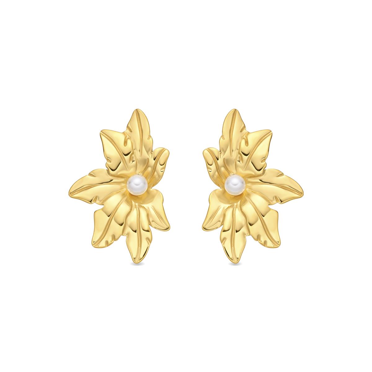 Boucles d'oreilles en perle blanche finition or jaune 18 carats - Mife