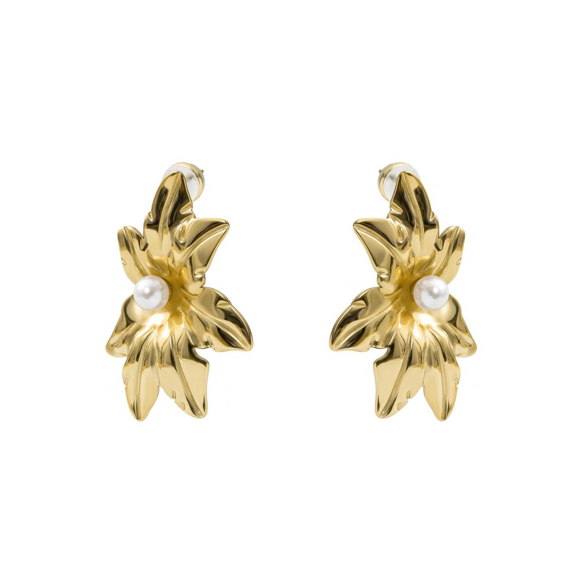 Boucles d'oreilles en perle blanche finition or jaune 18 carats - Mife