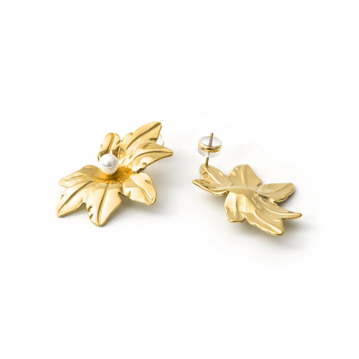 Boucles d'oreilles en perle blanche finition or jaune 18 carats - Mife