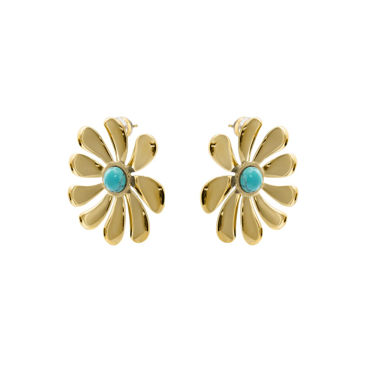 Boucles d'oreilles en turquoise finition or jaune 18 carats - Isum