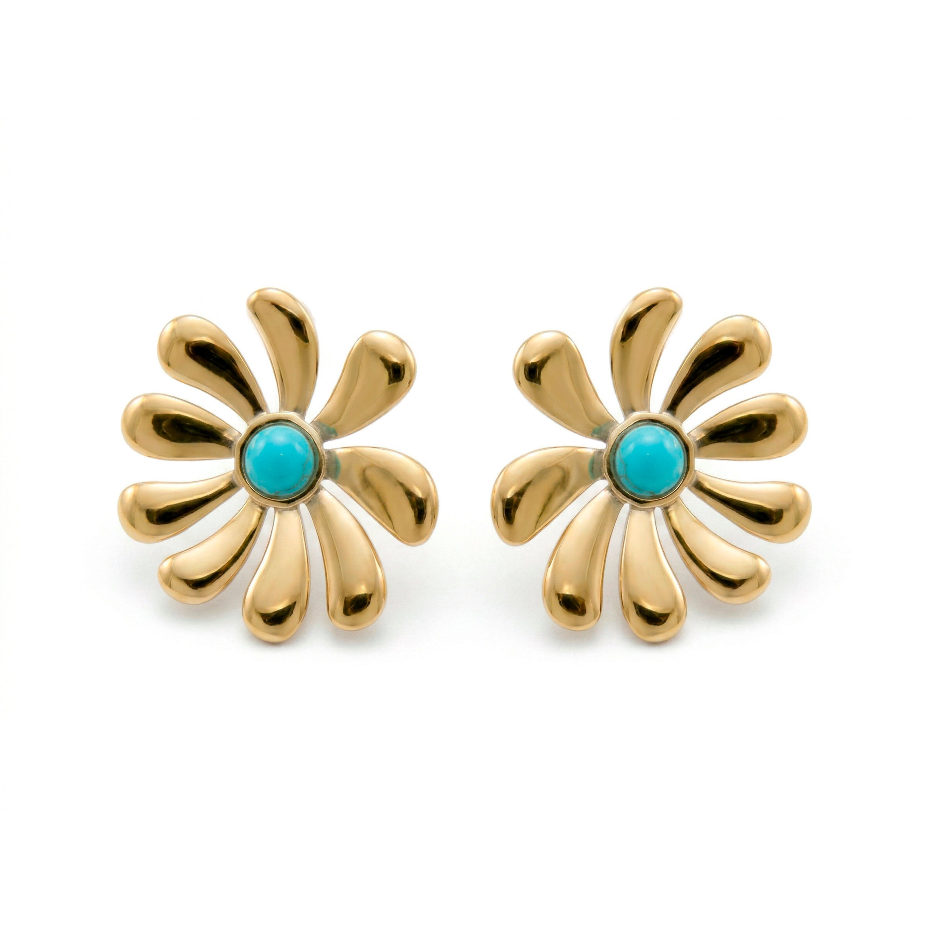Boucles d'oreilles en turquoise finition or jaune 18 carats - Isum