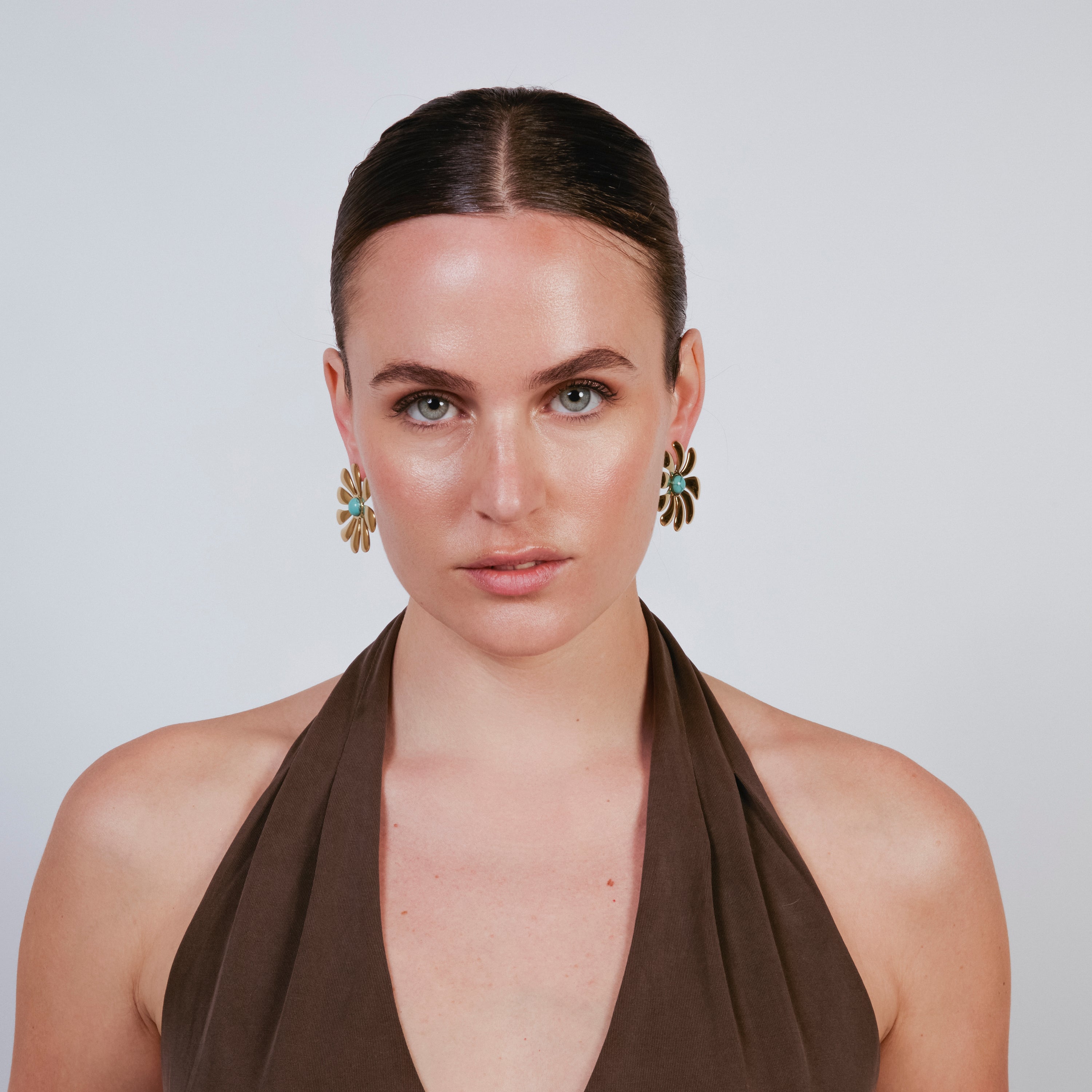 Boucles d'oreilles en turquoise finition or jaune 18 carats - Isum