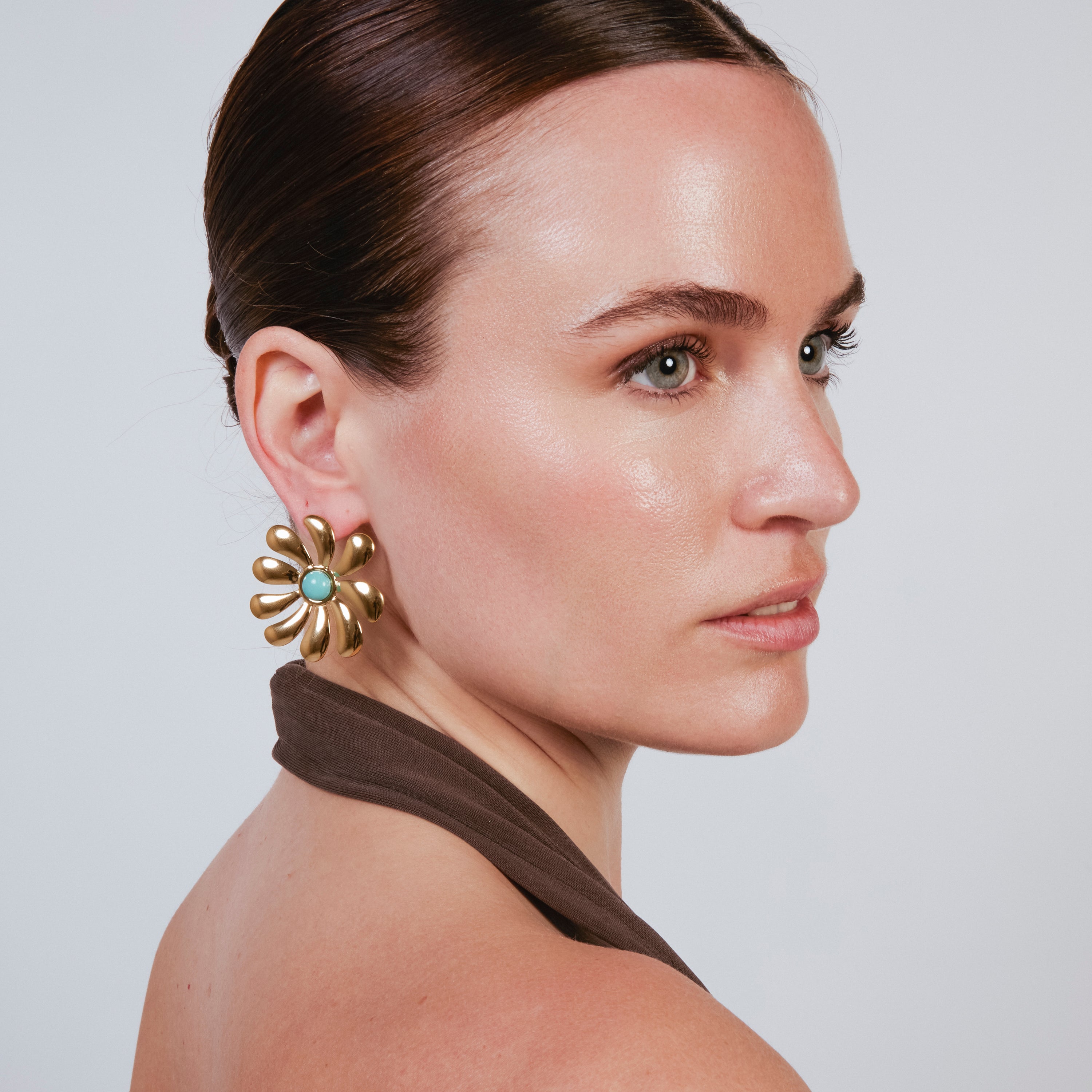 Boucles d'oreilles en turquoise finition or jaune 18 carats - Isum