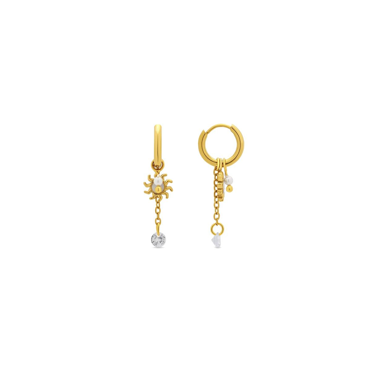 Boucles d'oreilles en perle blanche finition or jaune 18 carats - Irath