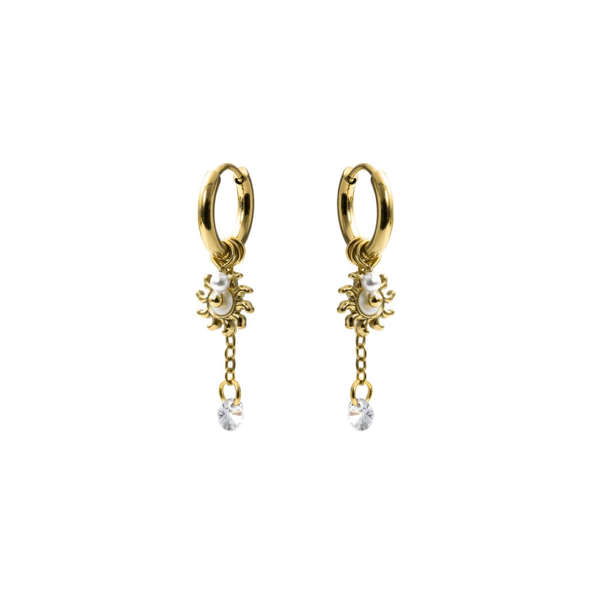 Boucles d'oreilles en perle blanche finition or jaune 18 carats - Irath