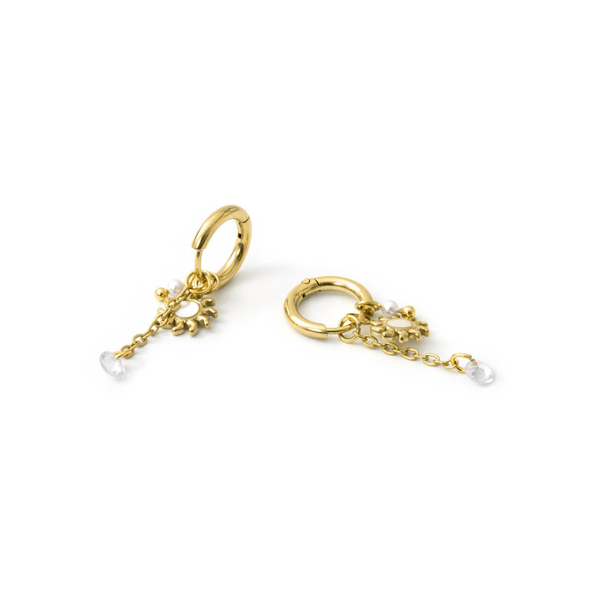 Boucles d'oreilles en perle blanche finition or jaune 18 carats - Irath