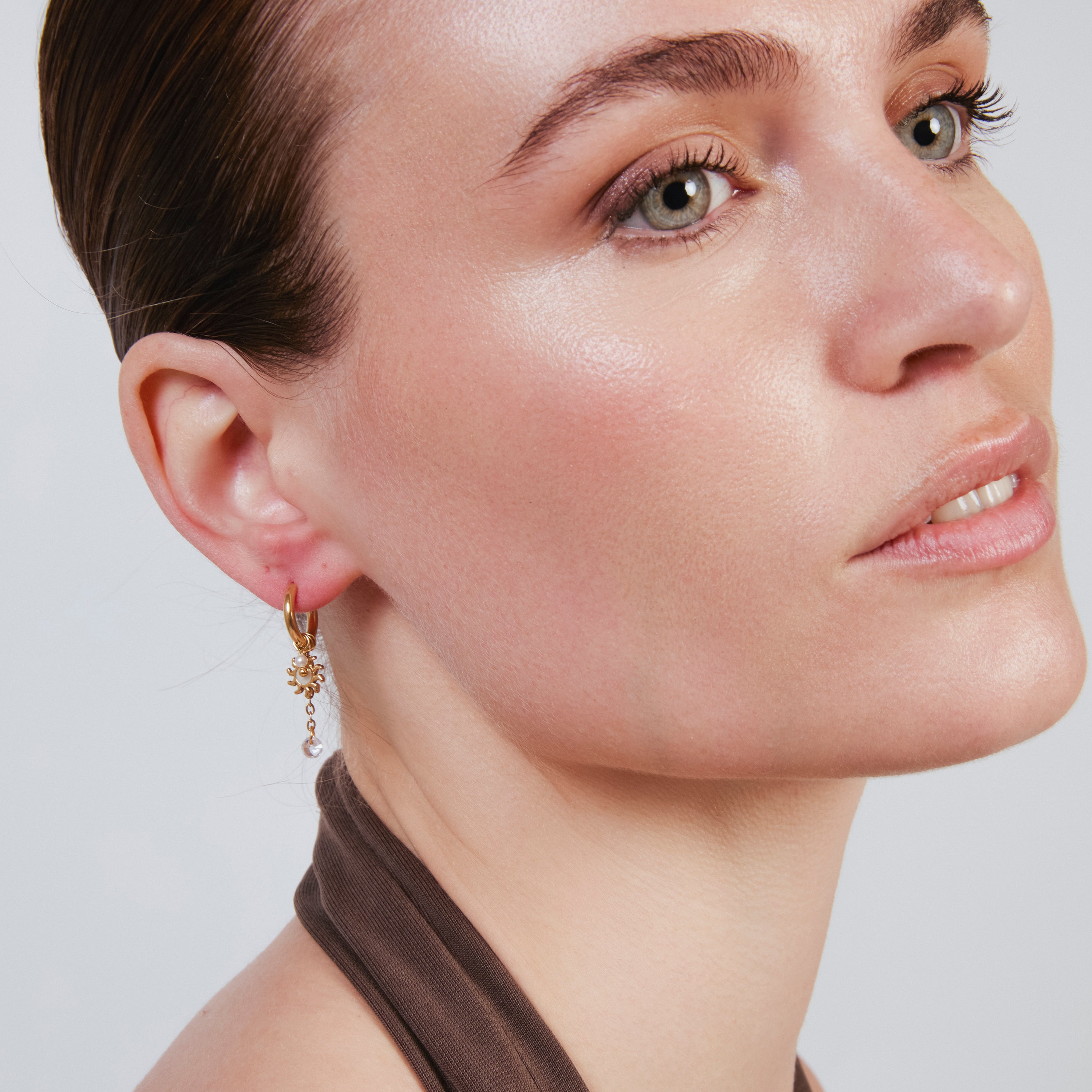 Boucles d'oreilles en perle blanche finition or jaune 18 carats - Irath