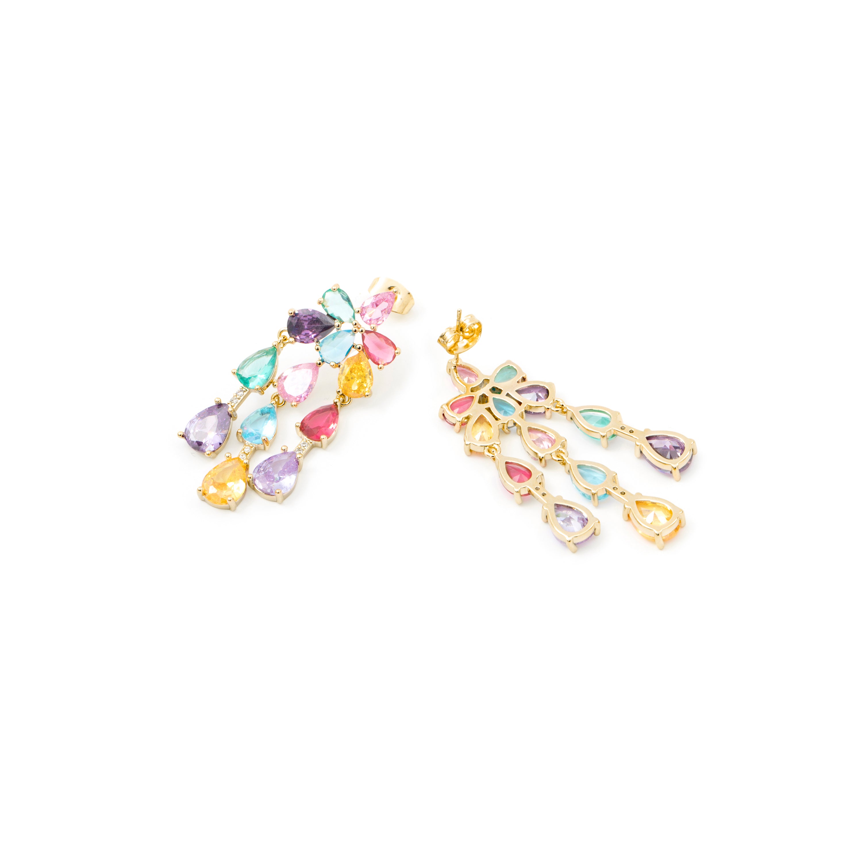Orecchini con zirconi multicolore finitura in oro giallo 18k - Linro