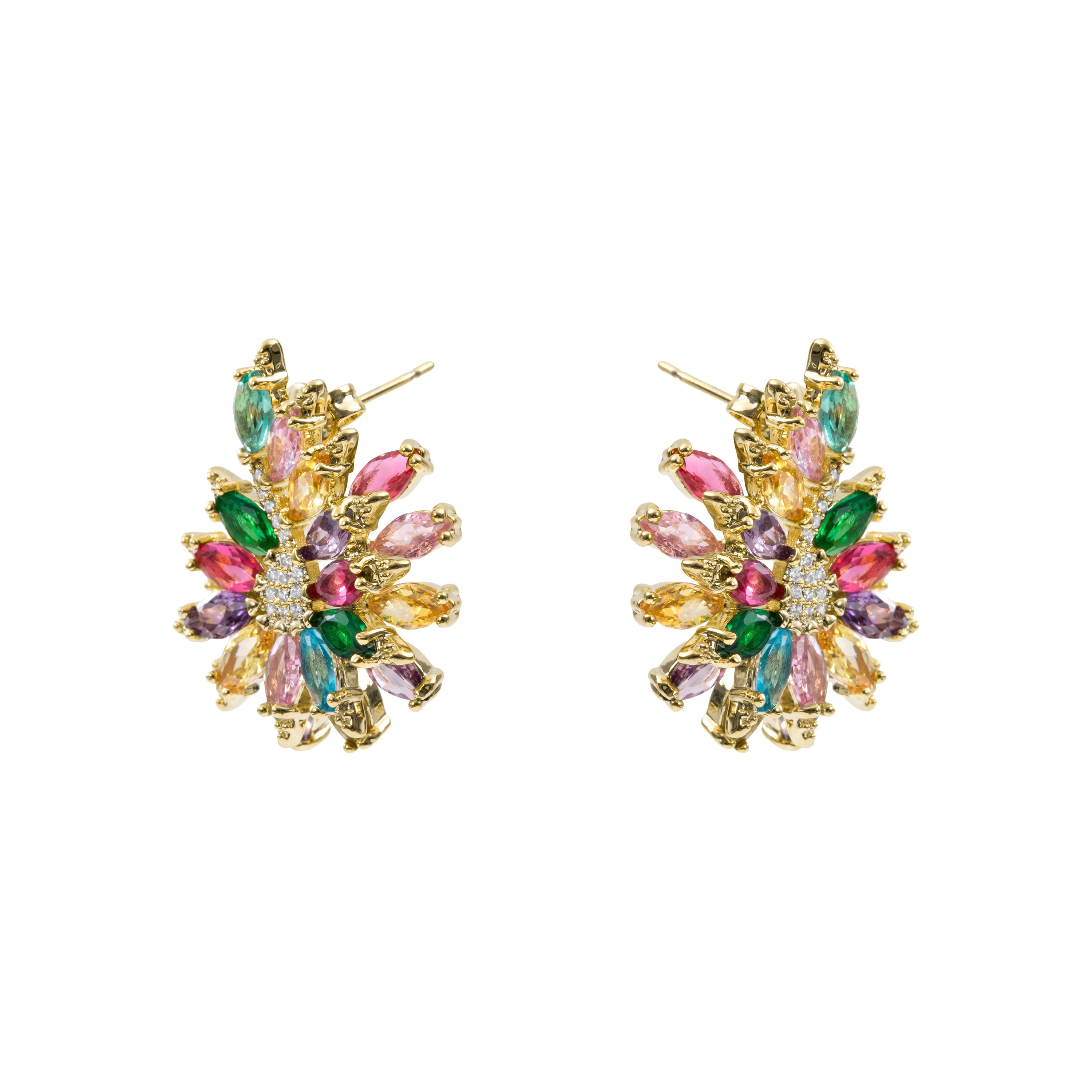 Pendientes de Circonita Multicolor acabado en oro amarillo de 18k - Crotha