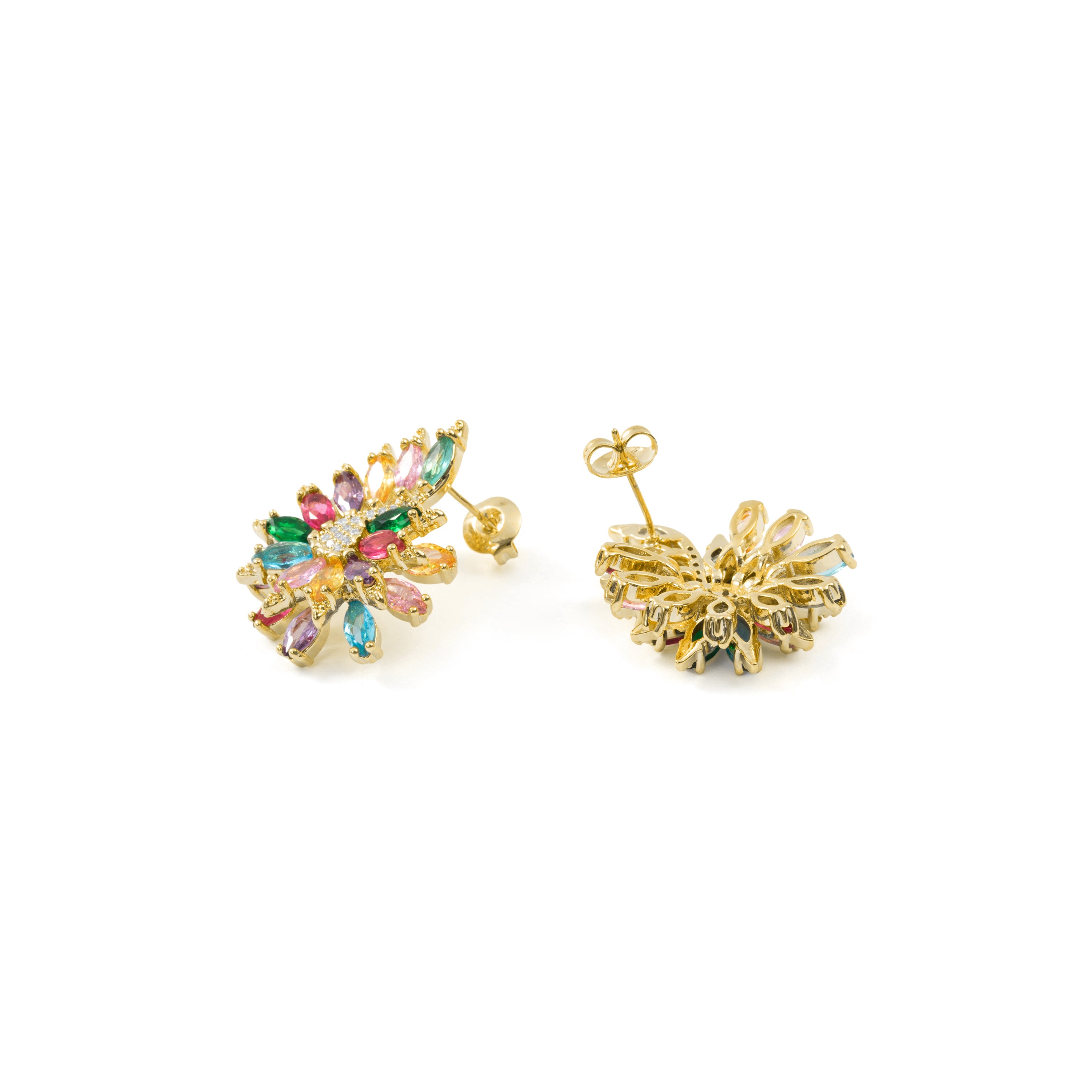 Pendientes de Circonita Multicolor acabado en oro amarillo de 18k - Crotha