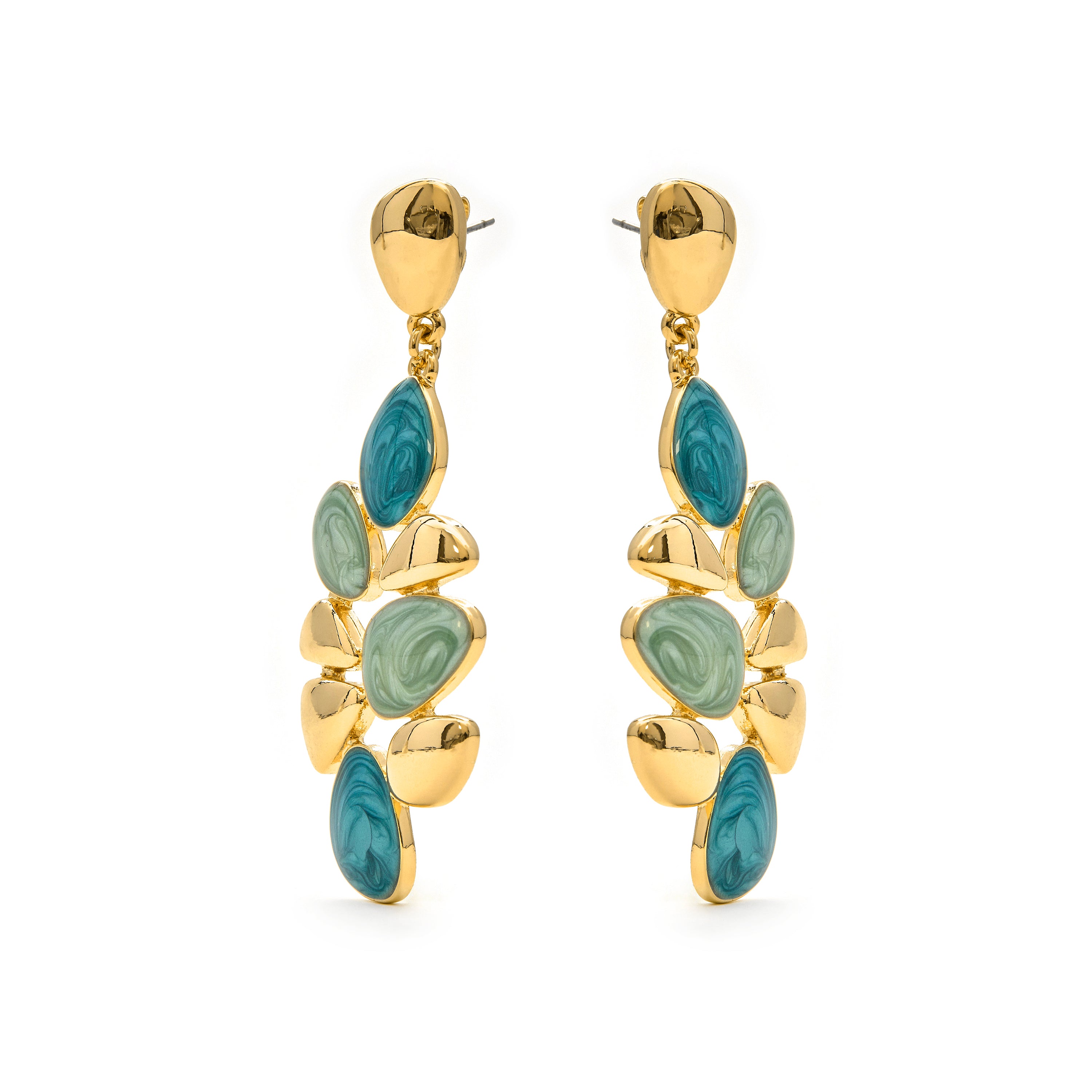 Boucles d'oreilles en résine verte finition or jaune 18K - Nortul