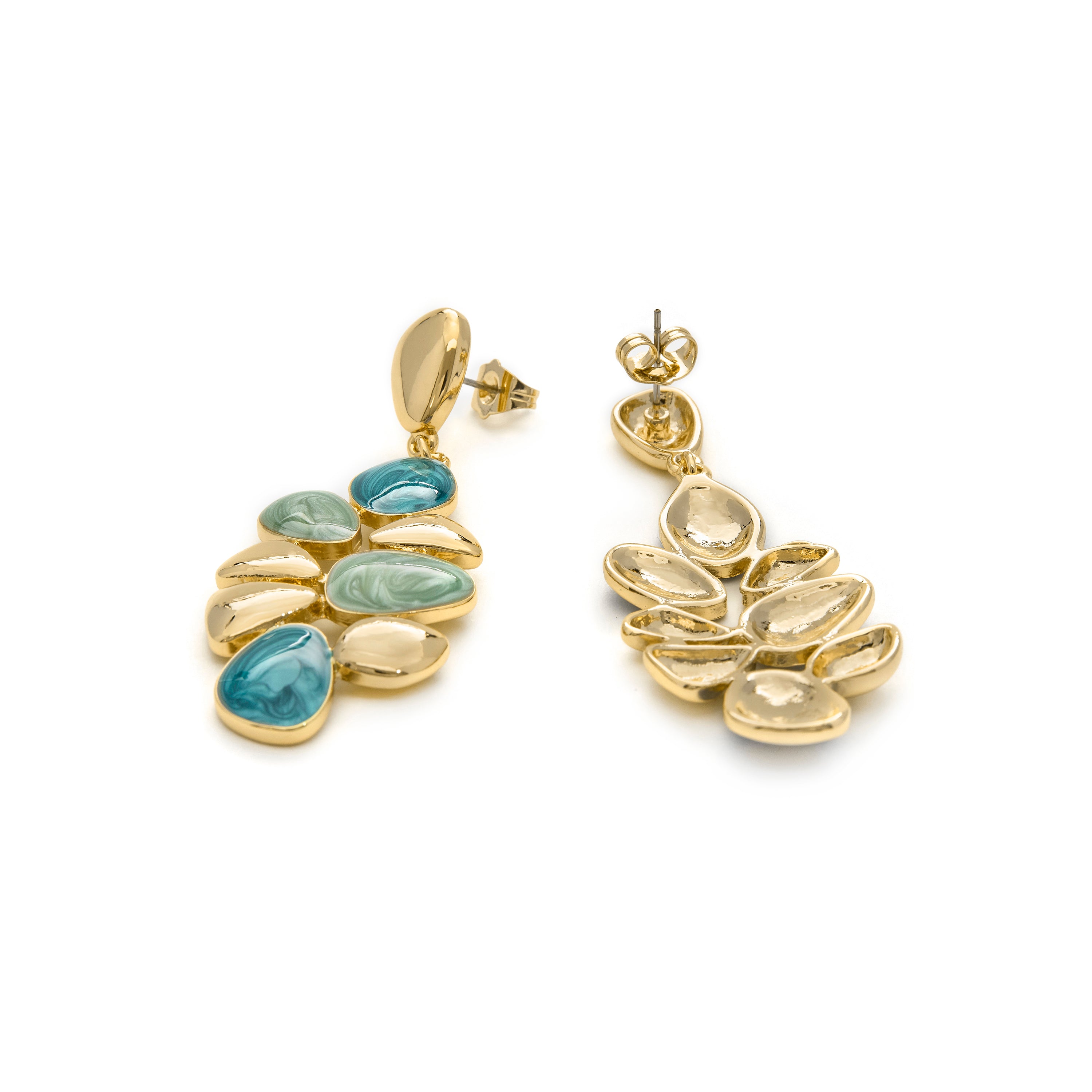 Boucles d'oreilles en résine verte finition or jaune 18K - Nortul