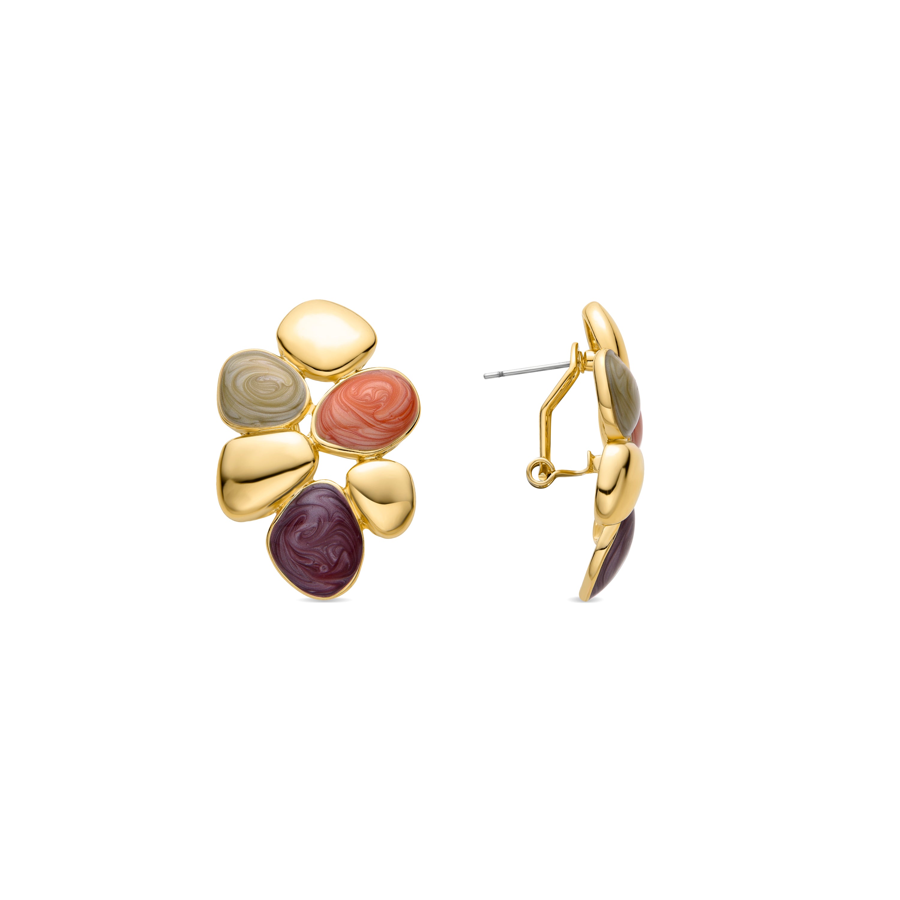 Boucles d'oreilles en résine orange finies en or jaune 18K - Niro