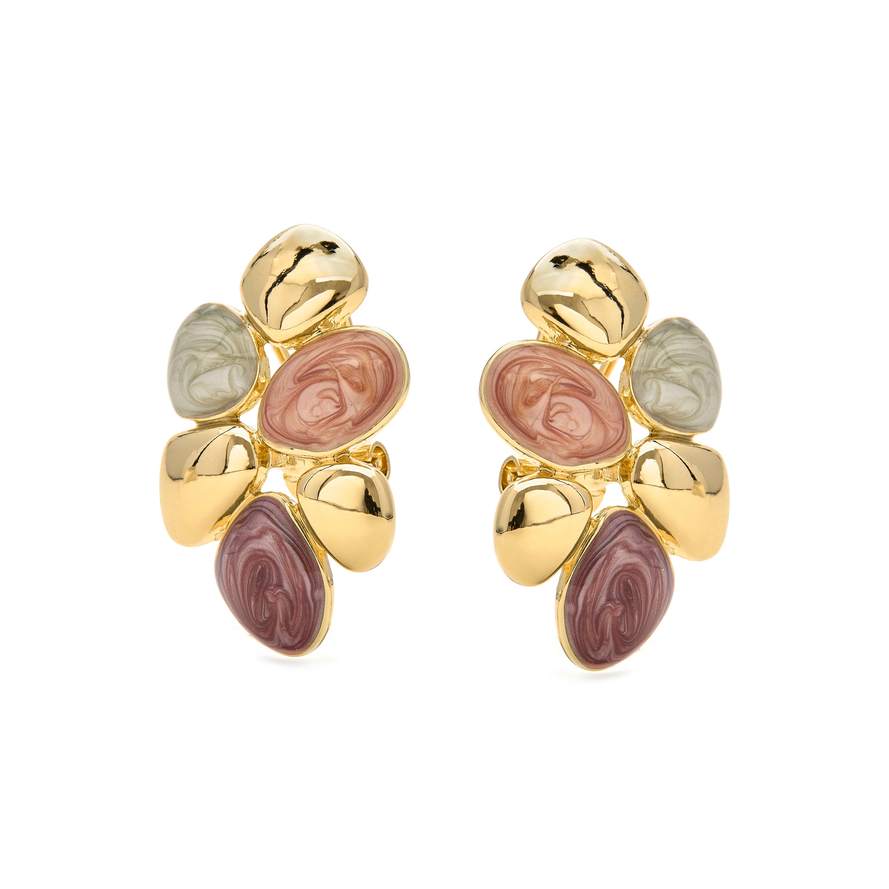 Boucles d'oreilles en résine orange finies en or jaune 18K - Niro