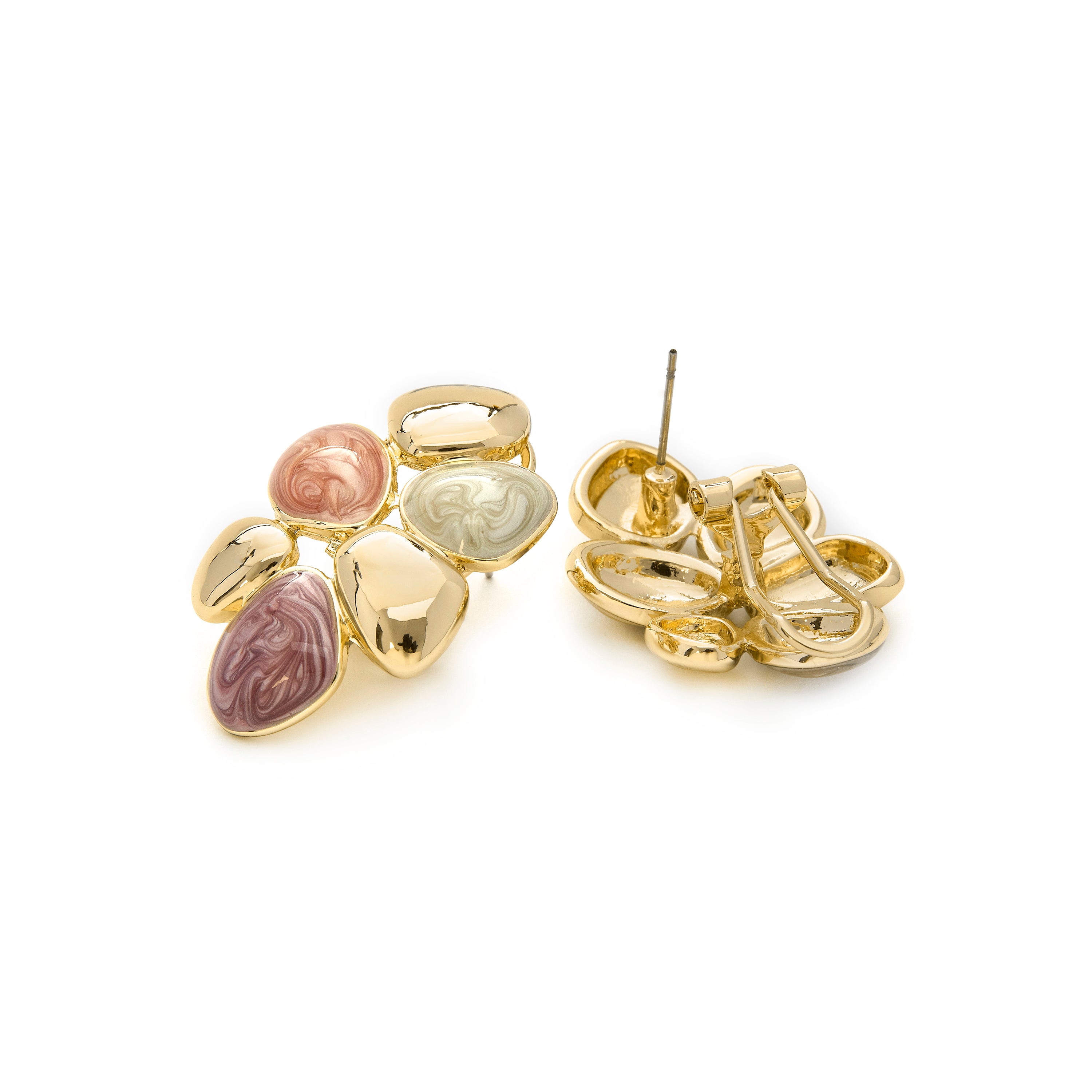 Boucles d'oreilles en résine orange finies en or jaune 18K - Niro