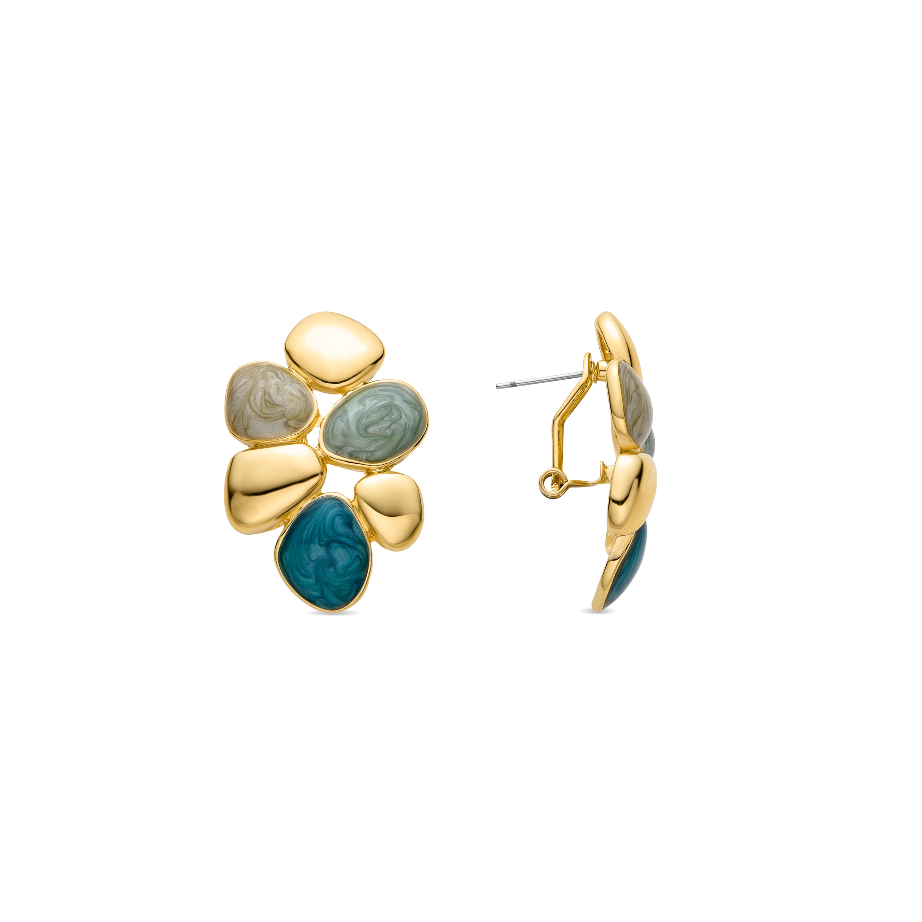 Ohrringe aus grünem Harz mit 18K Gelbgold-Finish - Niro