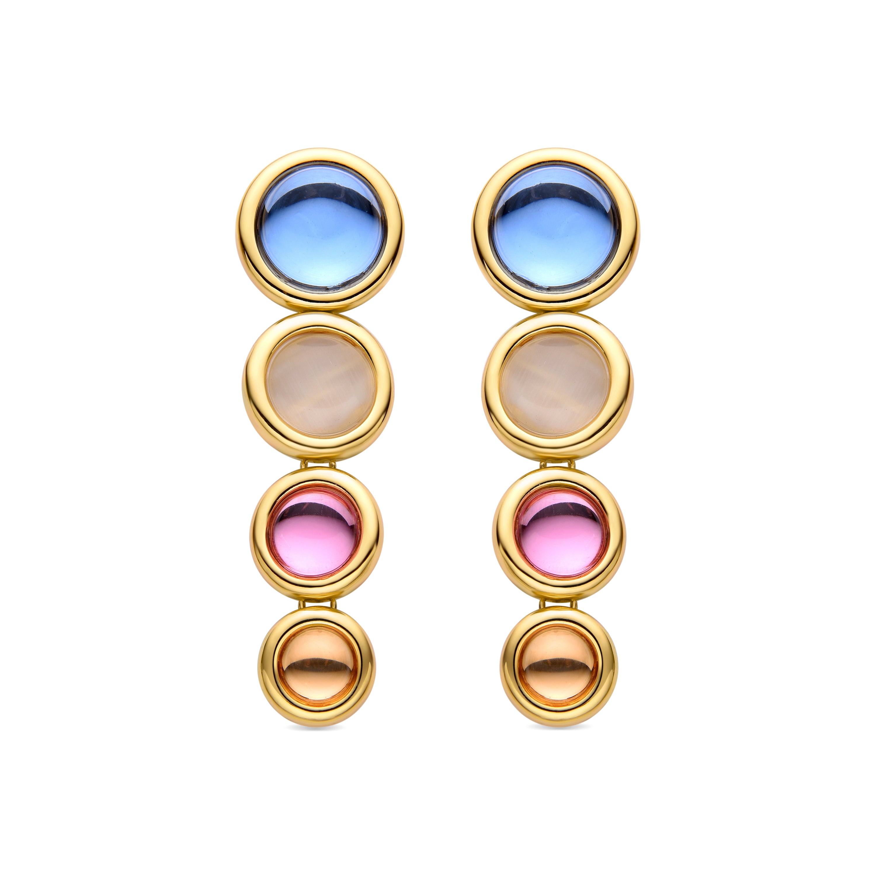 Mehrfarbige Kristallohrringe mit 18K Gelbgold-Finish - Longki