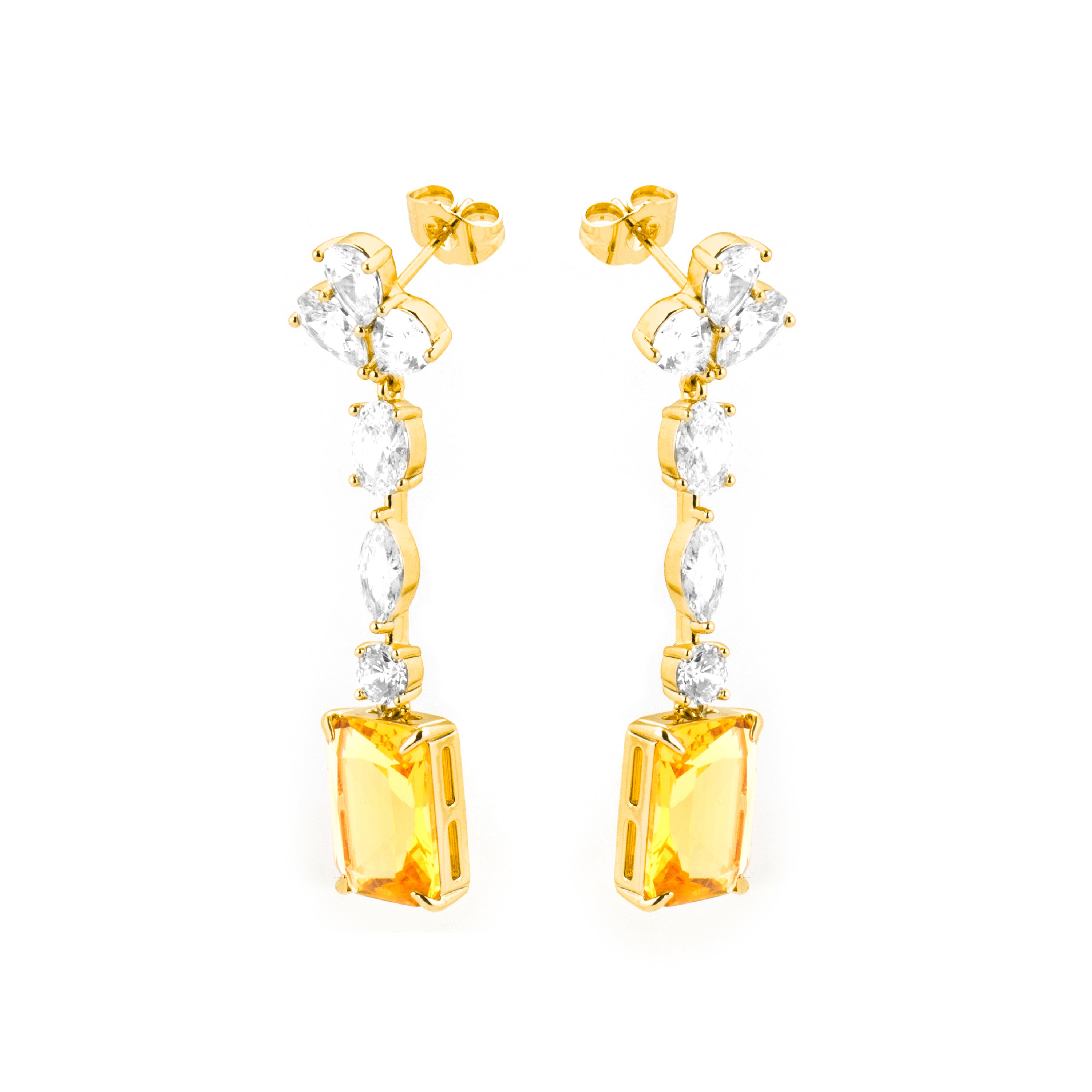 Ohrringe mit Padparadscha, 18k Gold-Finish - Phami