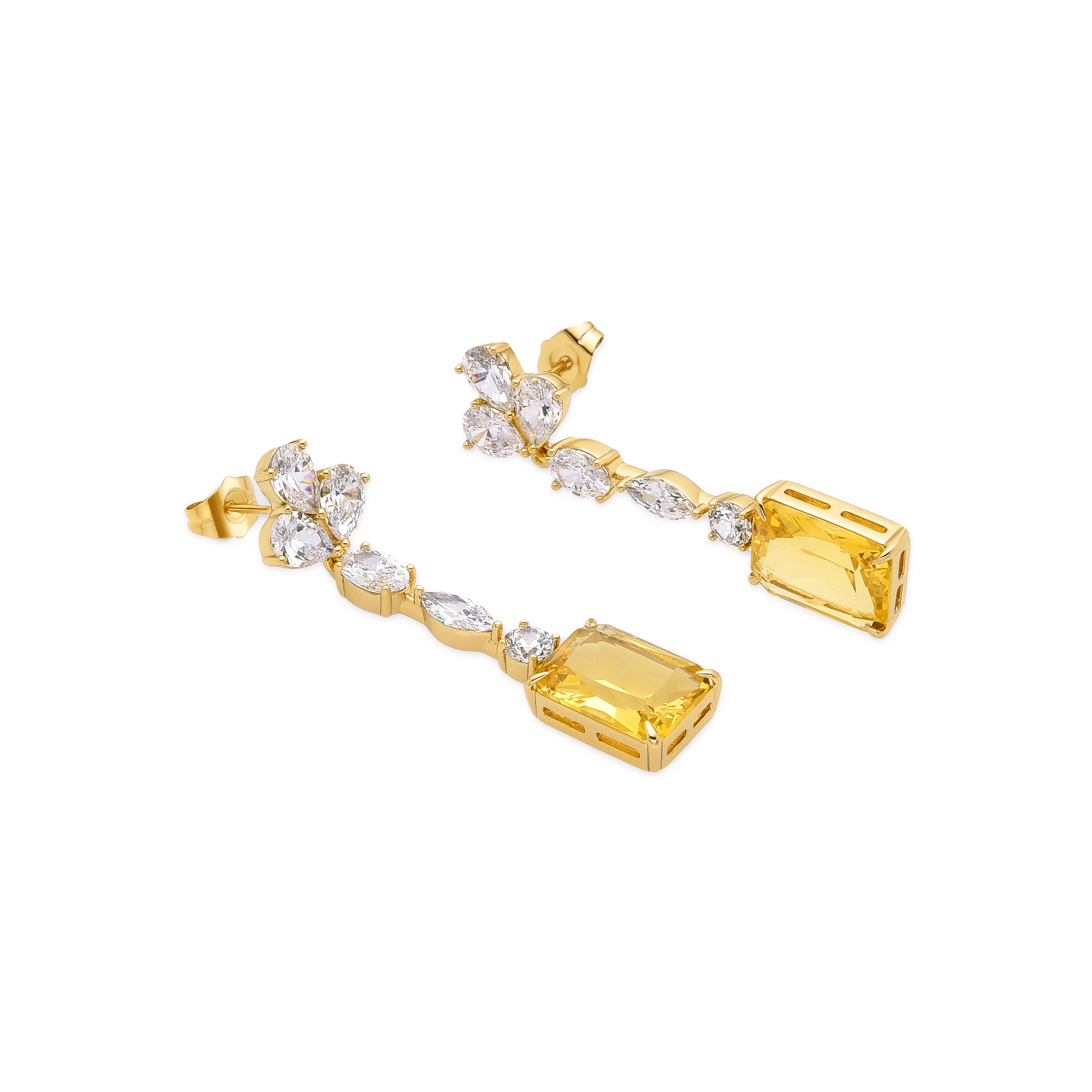 Ohrringe mit Padparadscha, 18k Gold-Finish - Phami