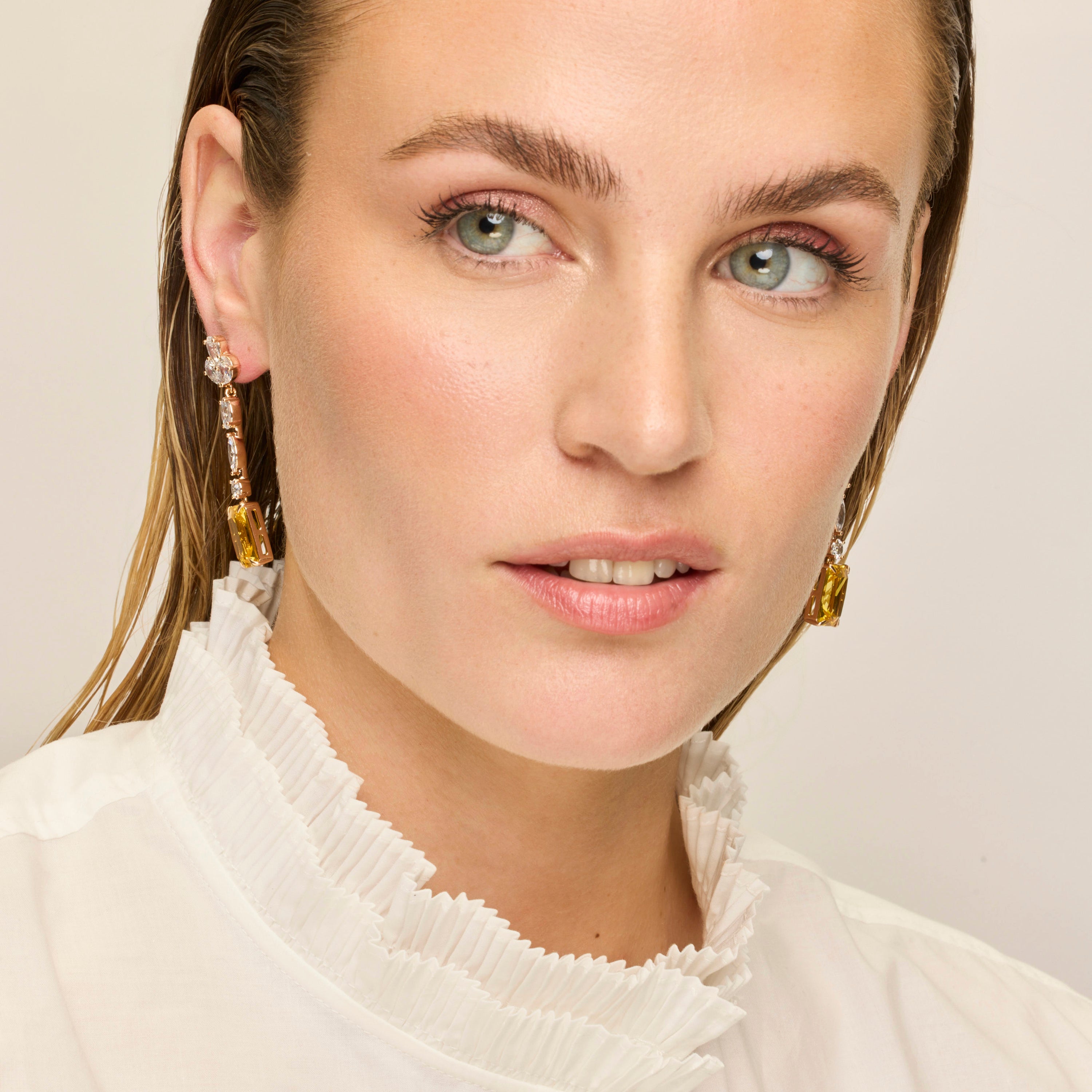 Ohrringe mit Padparadscha, 18k Gold-Finish - Phami