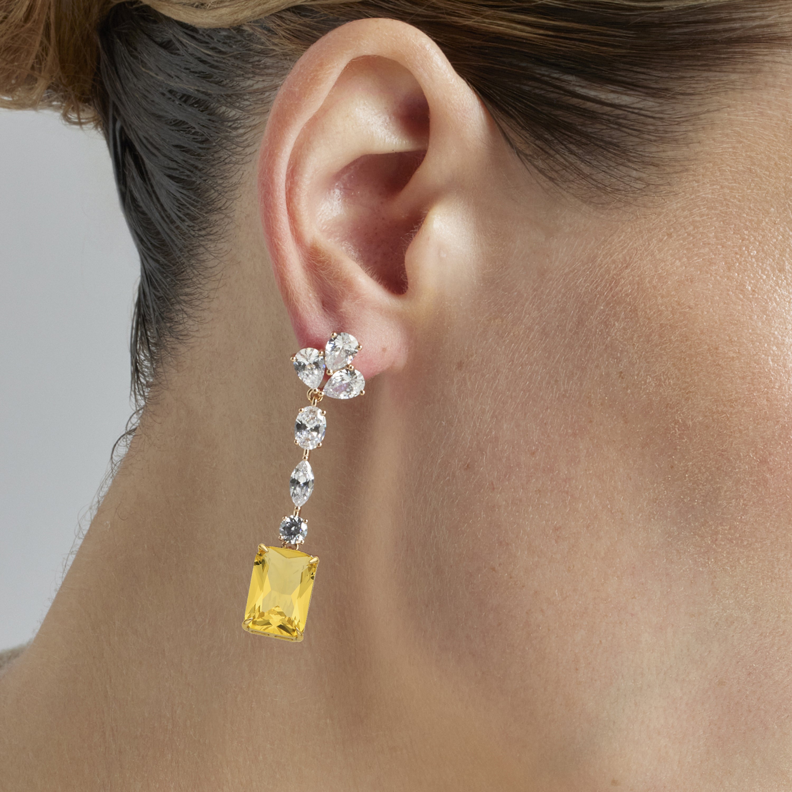 Ohrringe mit Padparadscha, 18k Gold-Finish - Phami