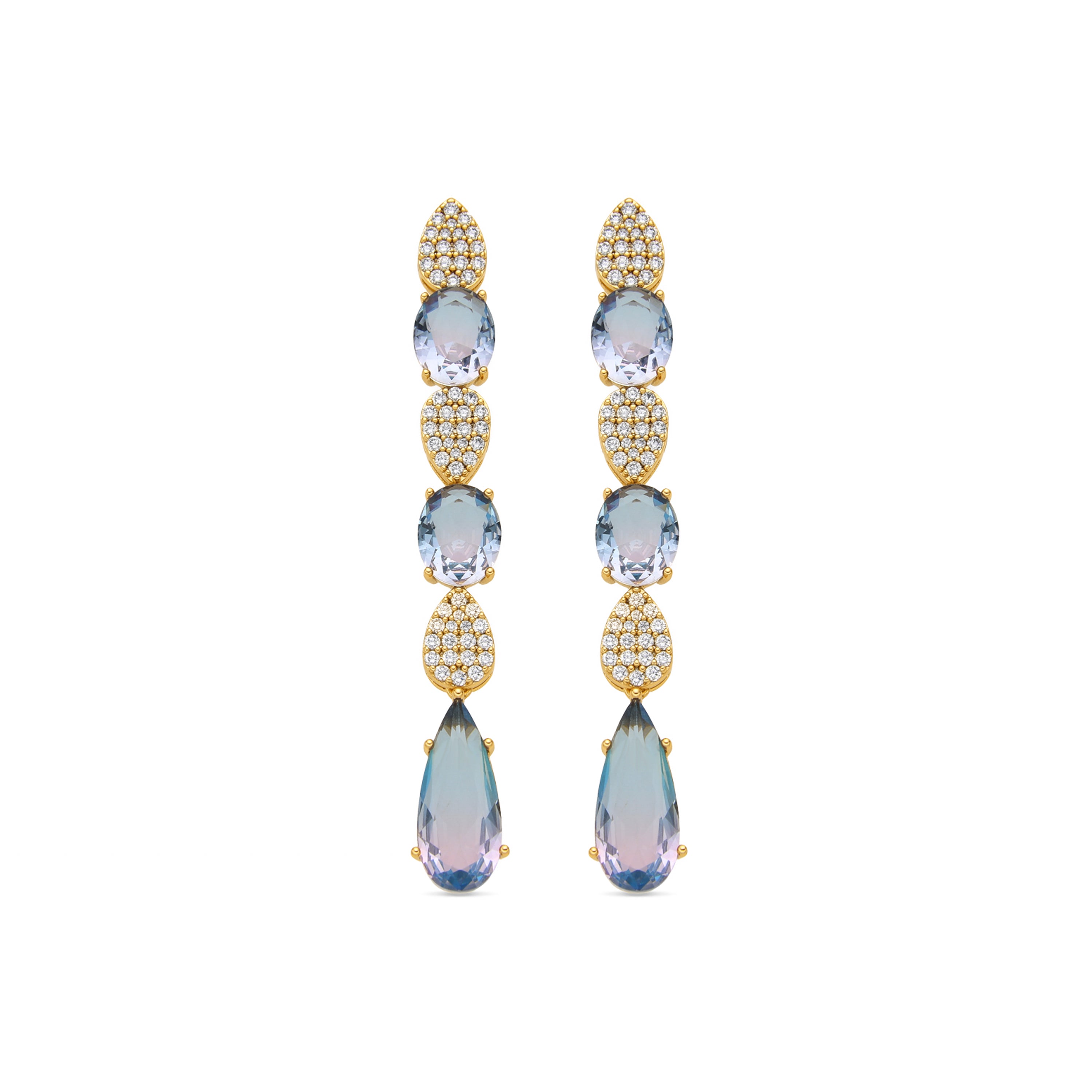 Multicolor Zirconia Earrings with 18k Gold Finish - Dirio