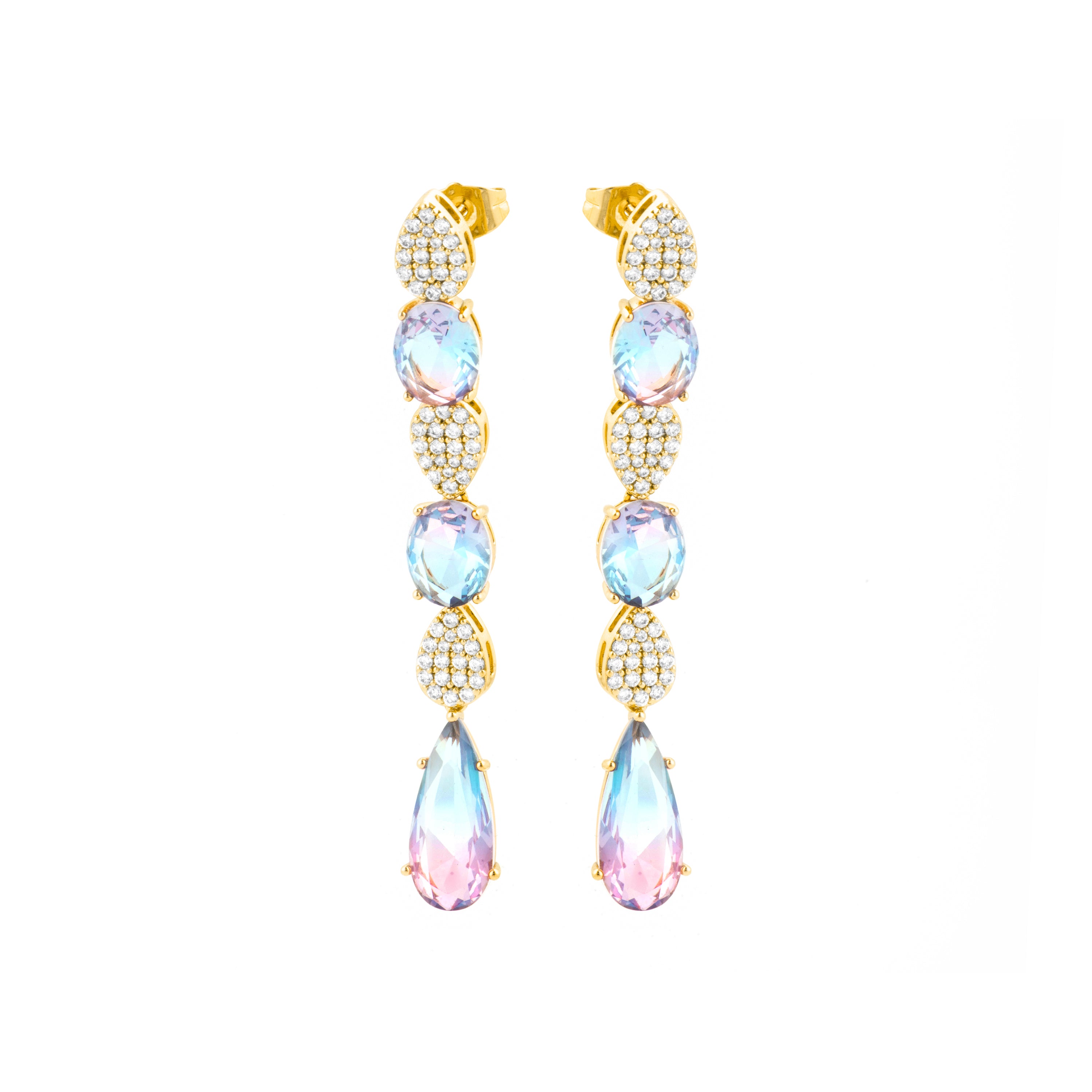 Multicolor Zirconia Earrings with 18k Gold Finish - Dirio