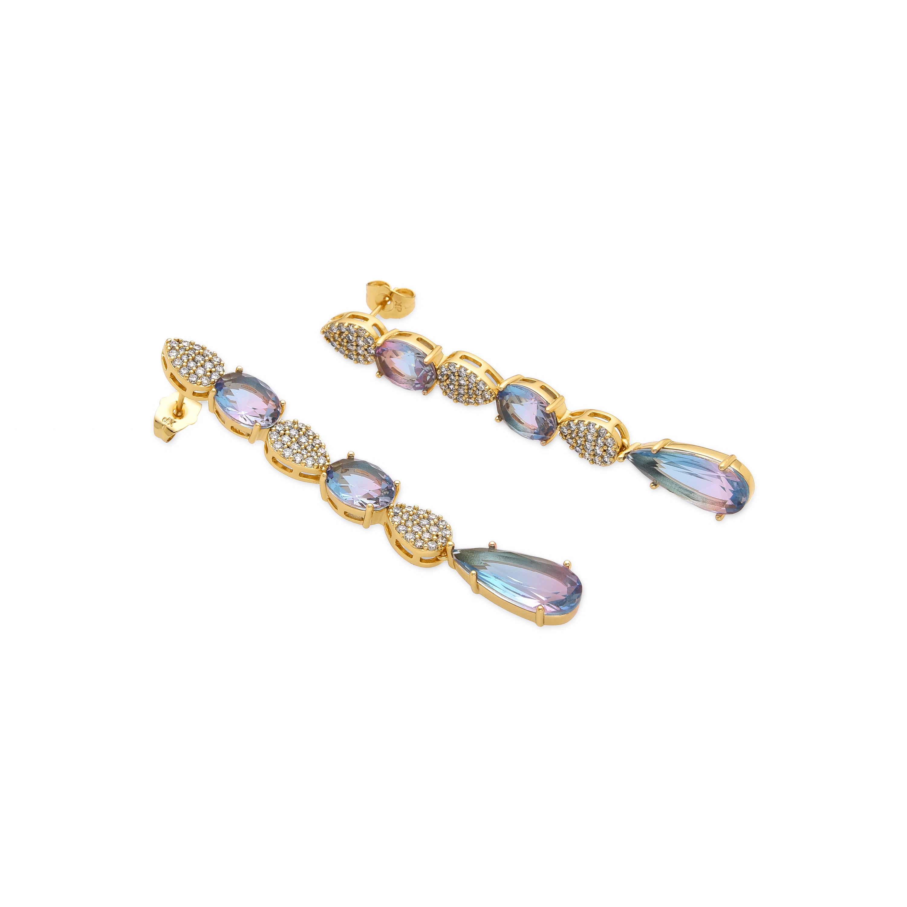 Multicolor Zirconia Earrings with 18k Gold Finish - Dirio