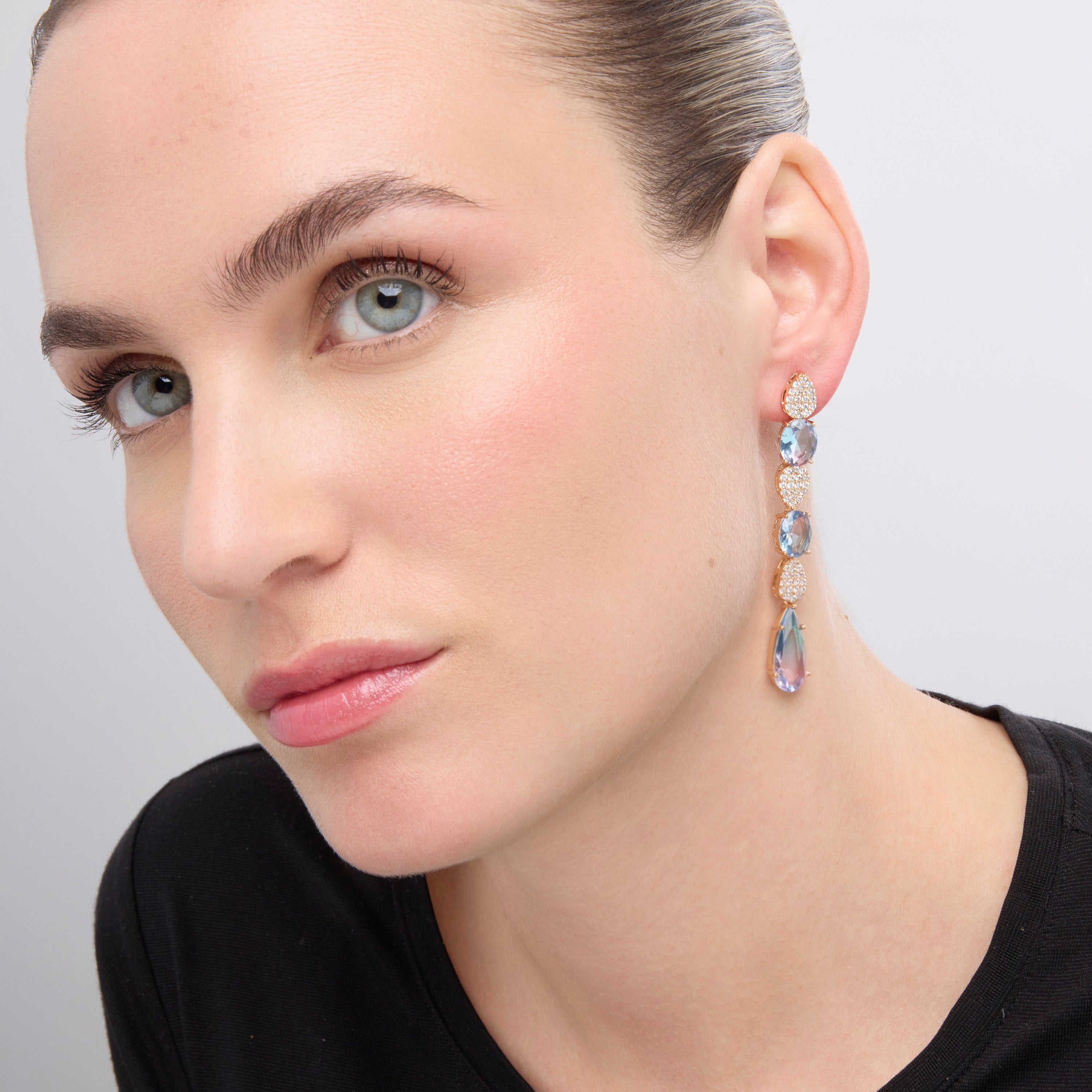 Multicolor Zirconia Earrings with 18k Gold Finish - Dirio