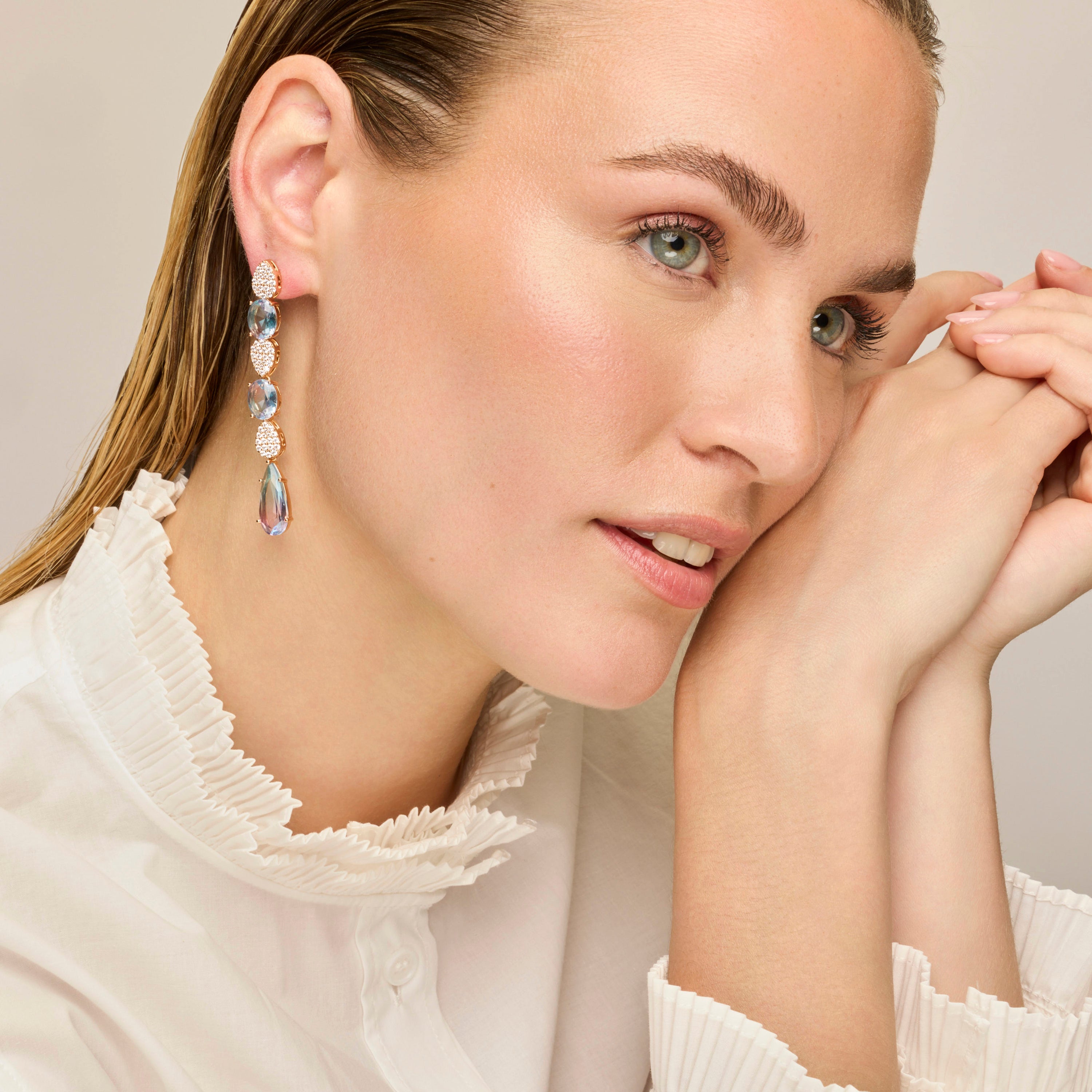Multicolor Zirconia Earrings with 18k Gold Finish - Dirio