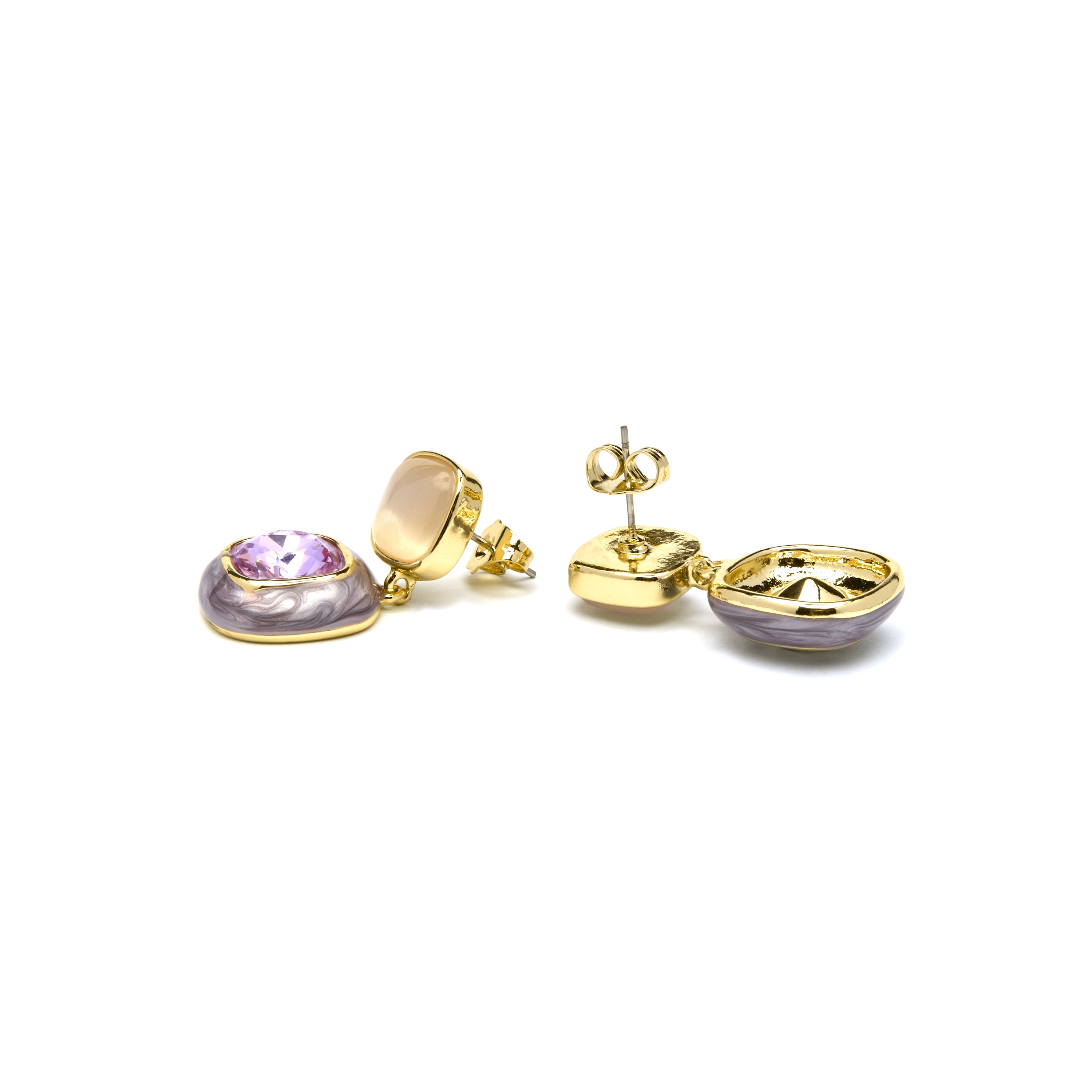 Boucles d'oreilles en zircon améthyste finition or jaune 18K - Xumas